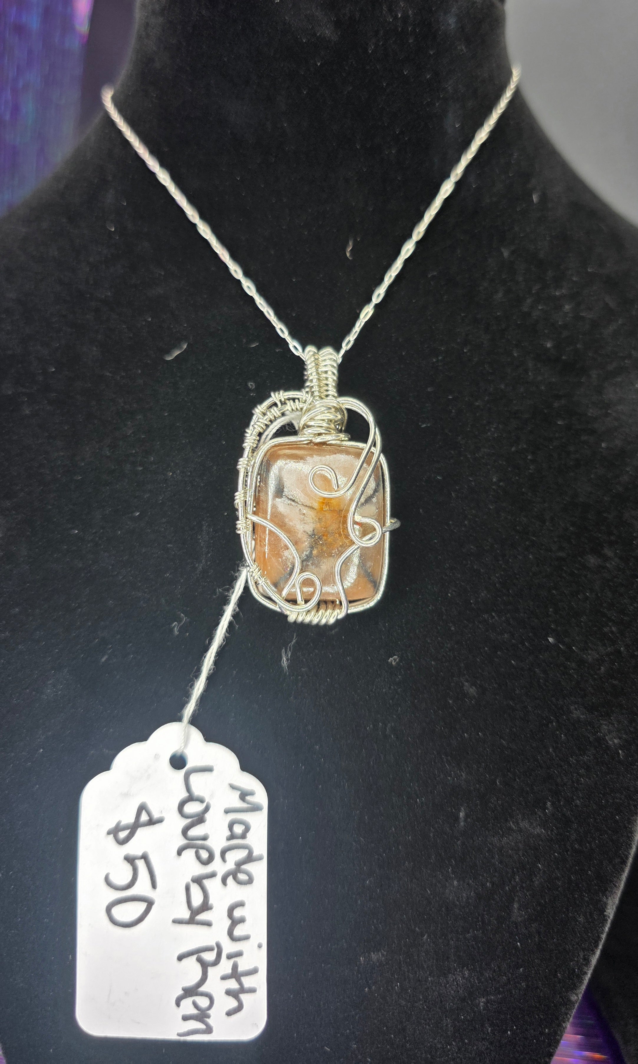 Square Chiastolite Pendant