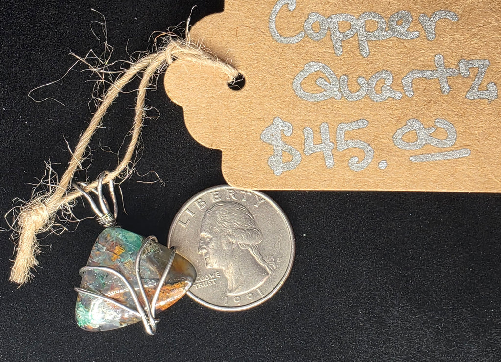 Copper Quartz Freeform Copper Pendant