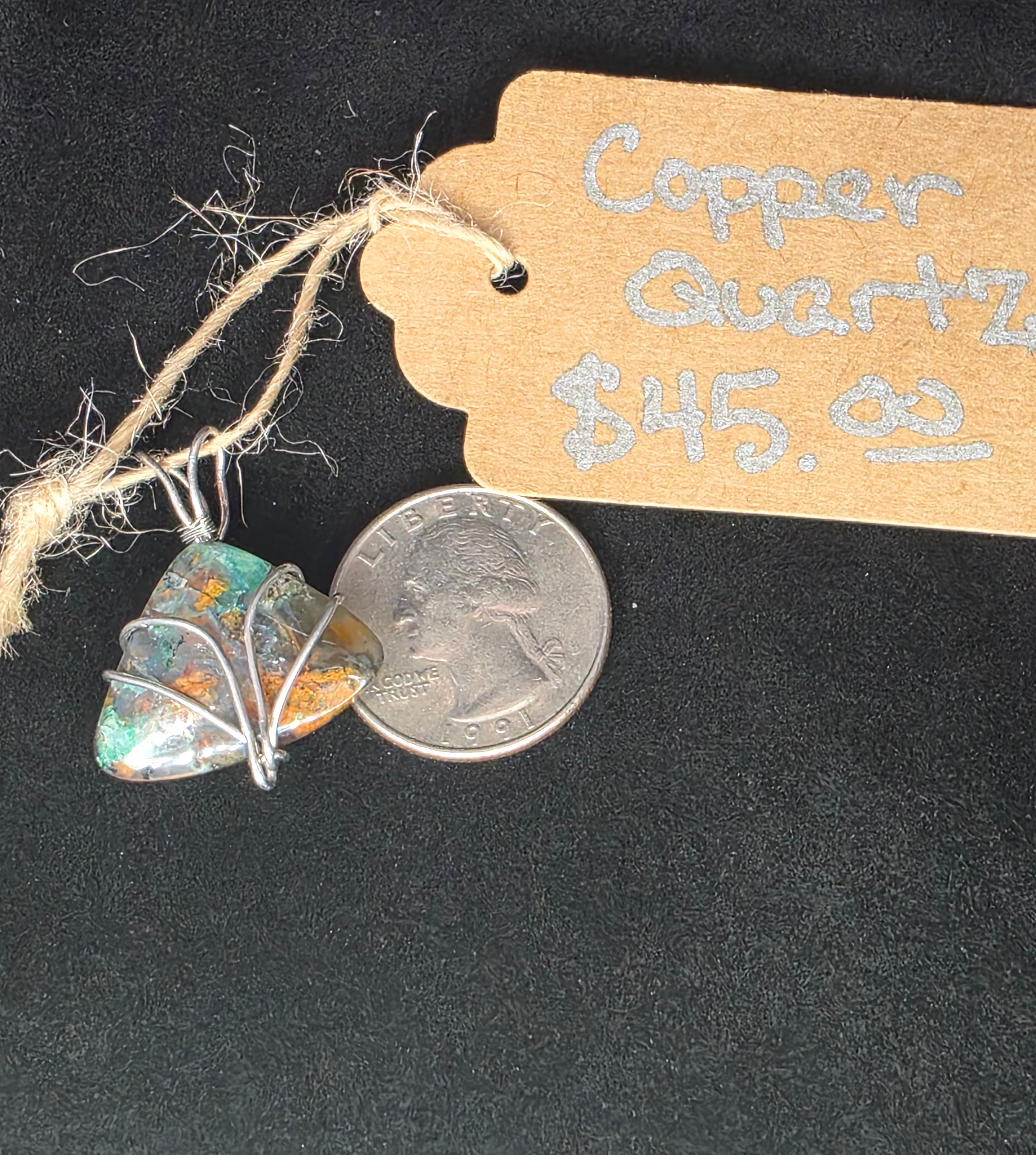 Copper Quartz Freeform Copper Pendant