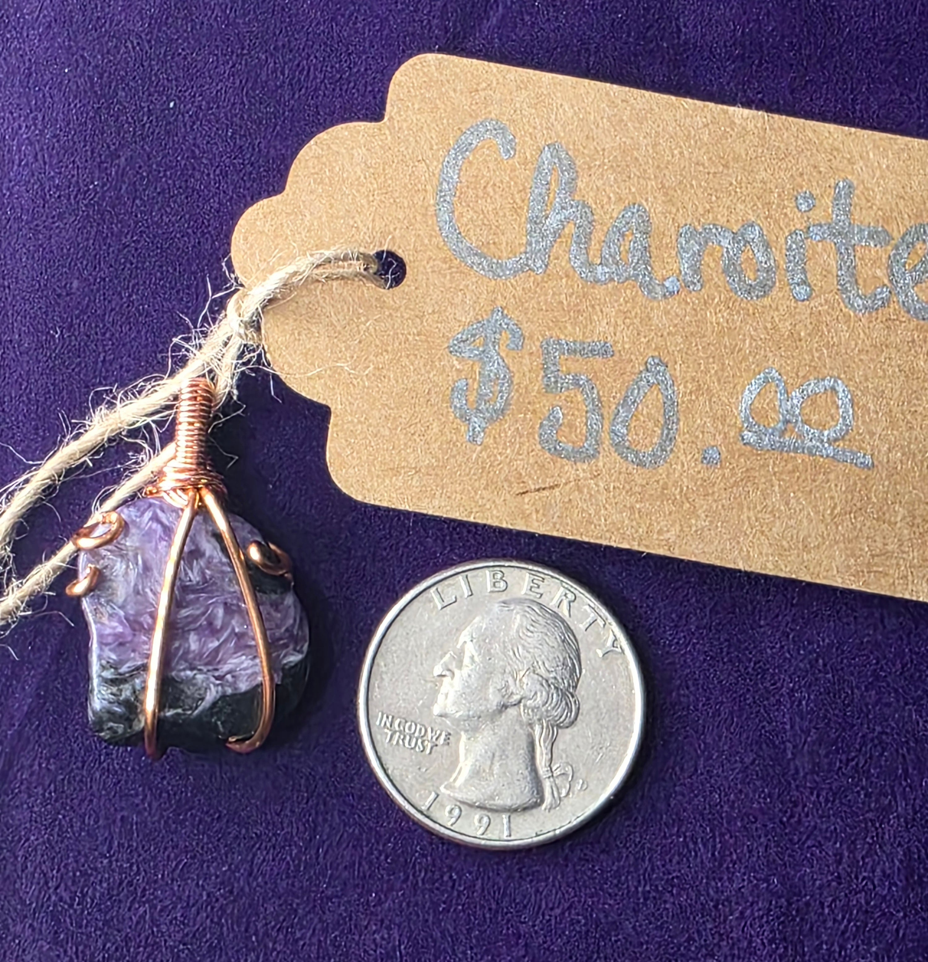 Natural Charoite Freeform Pendant