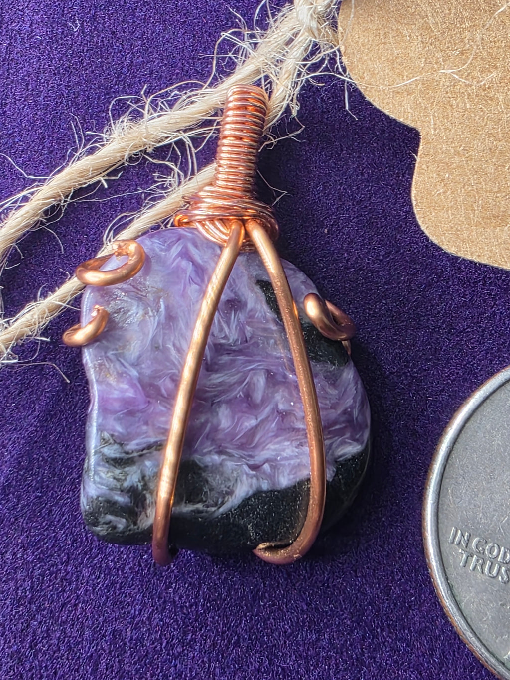 Natural Charoite Freeform Pendant