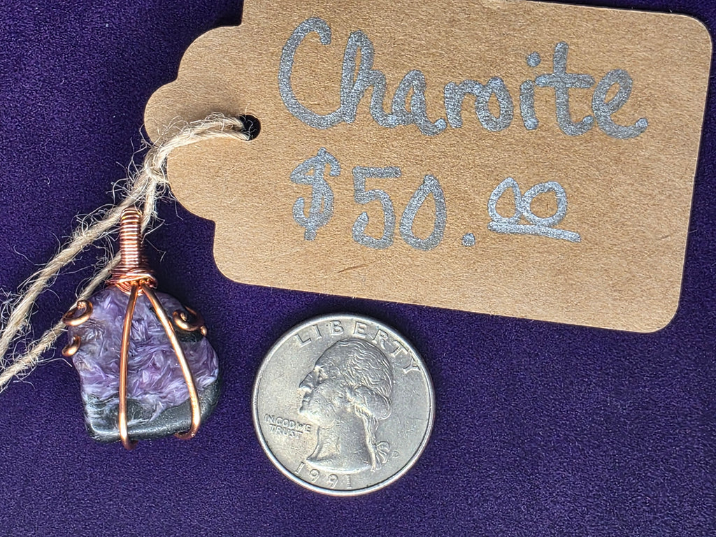 Natural Charoite Freeform Pendant