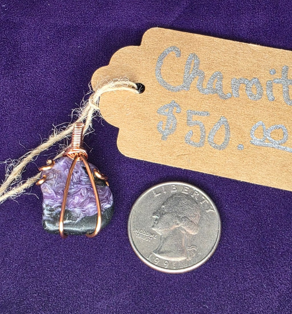 Natural Charoite Freeform Pendant