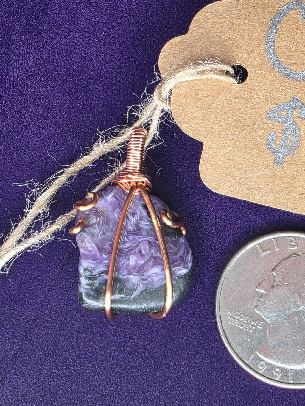 Natural Charoite Freeform Pendant