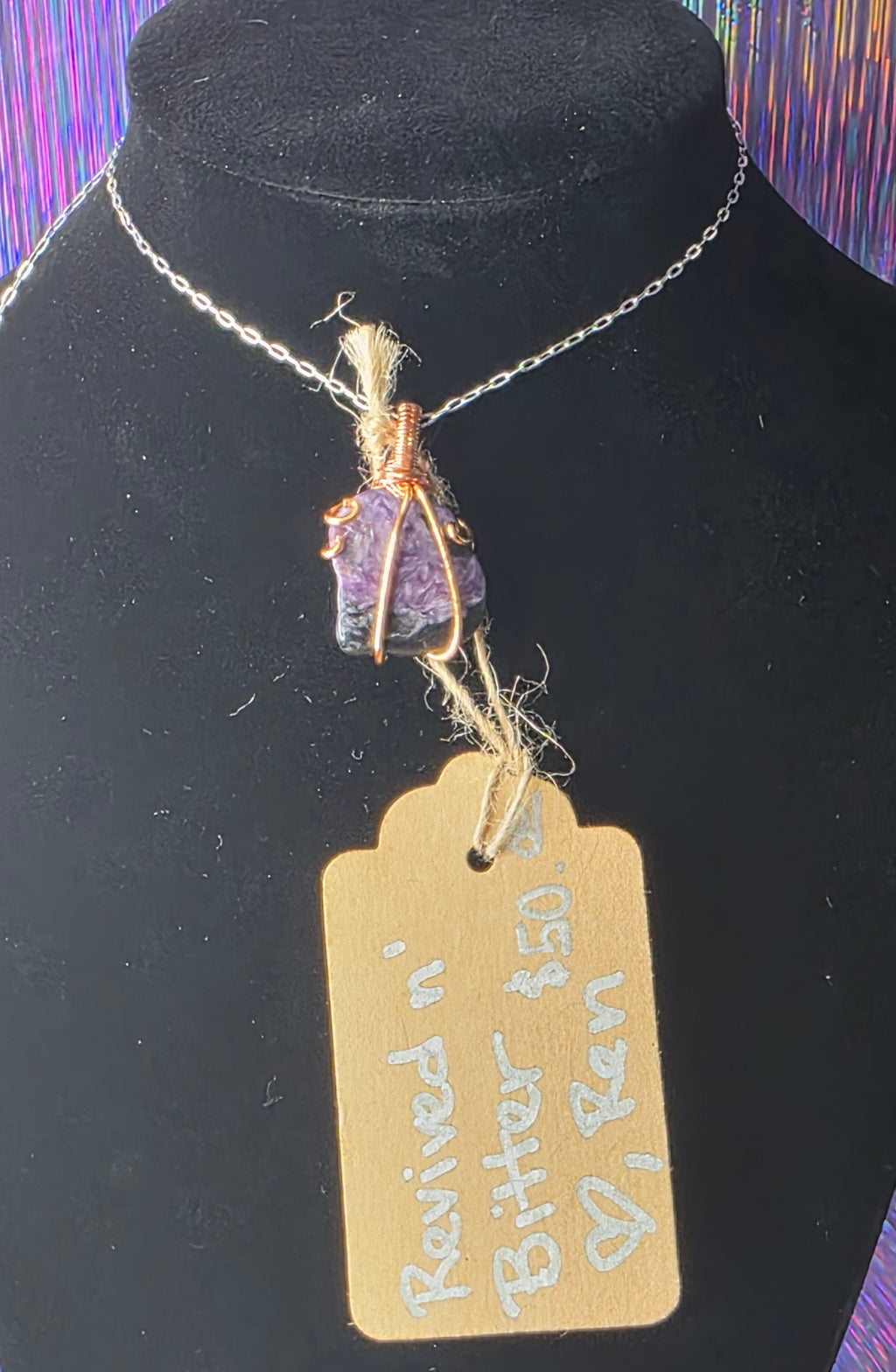 Natural Charoite Freeform Pendant