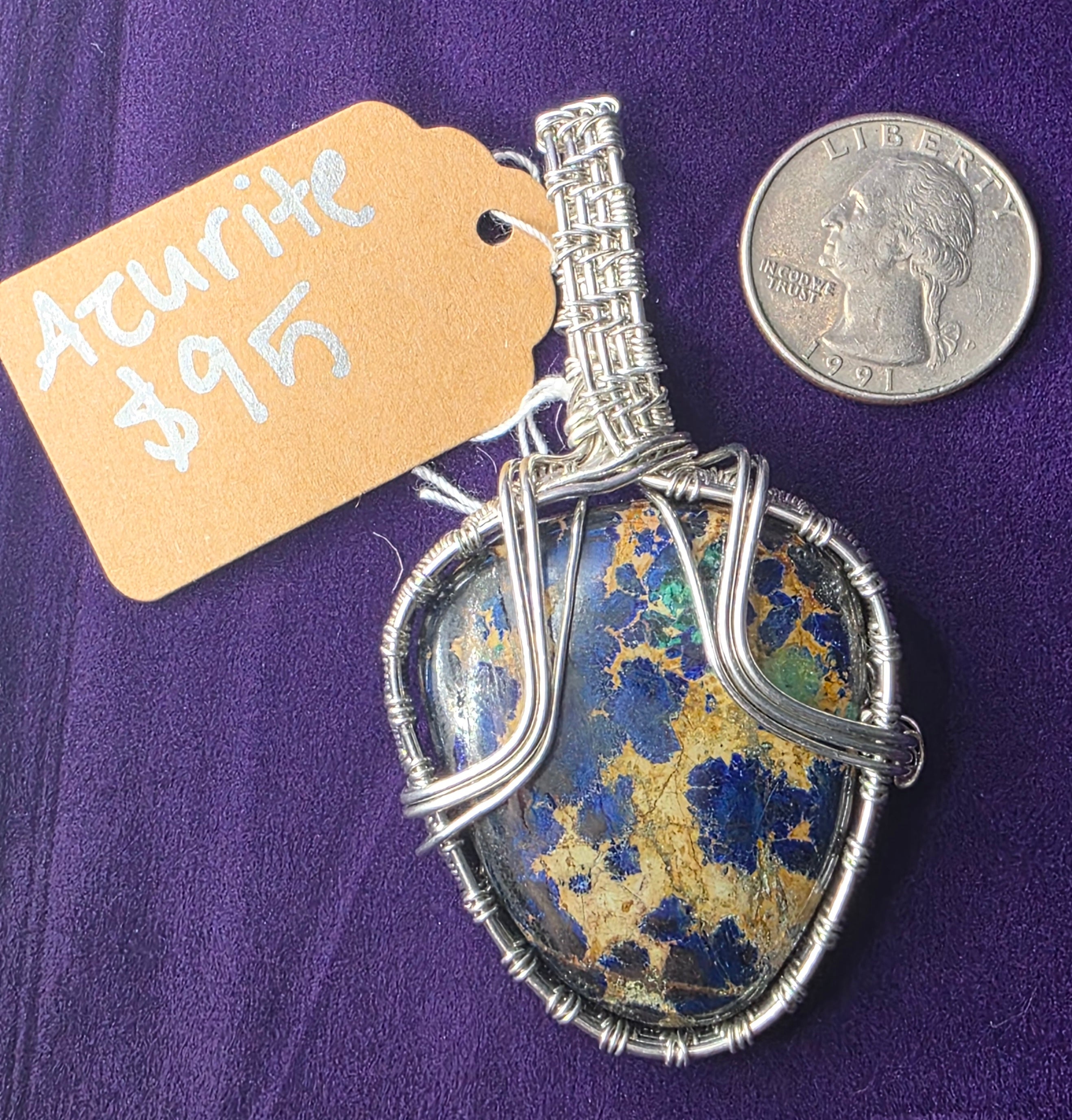 Azurite Rounded Triangle Pendant