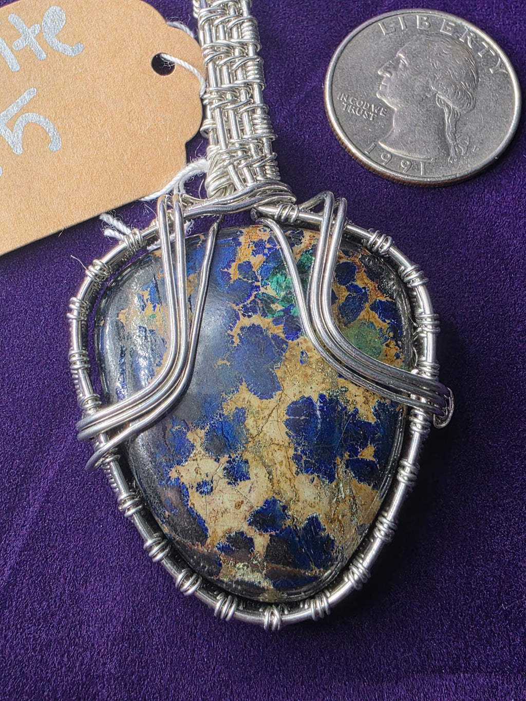 Azurite Rounded Triangle Pendant