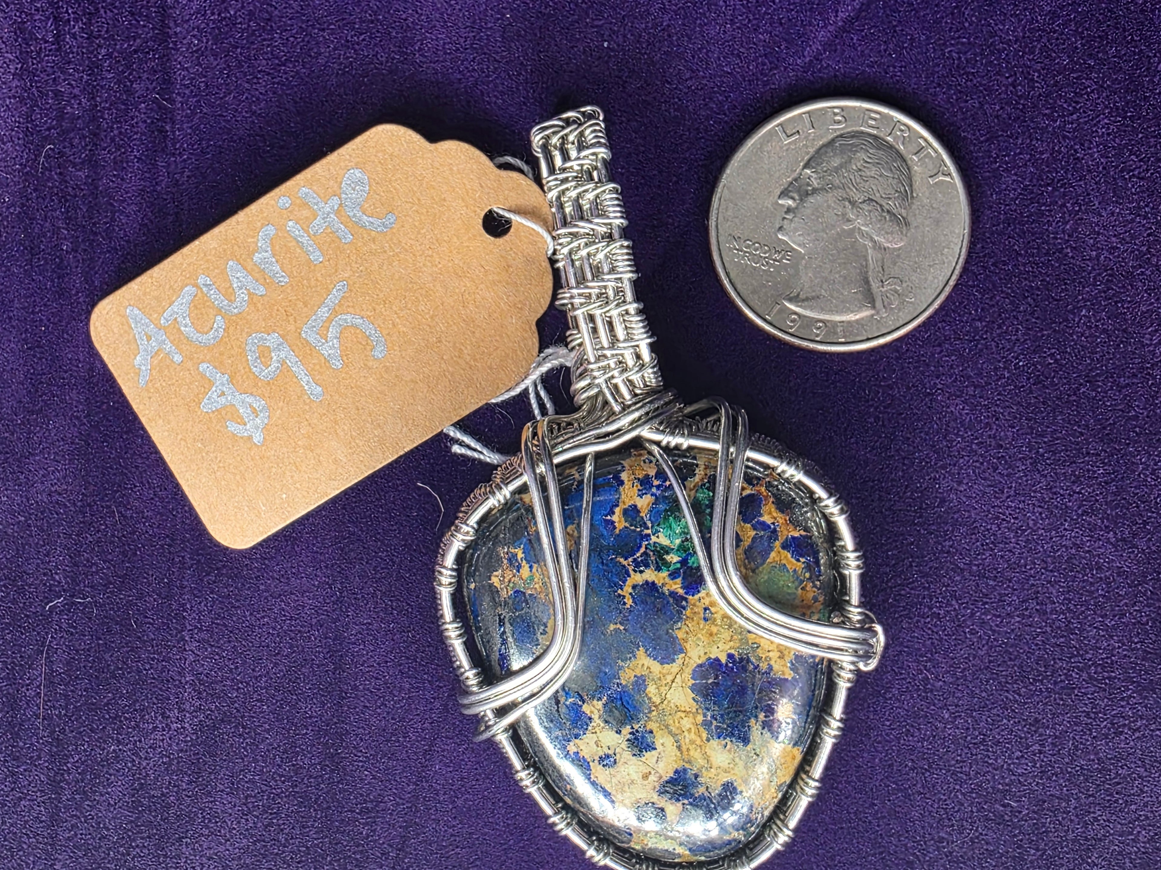 Azurite Rounded Triangle Pendant