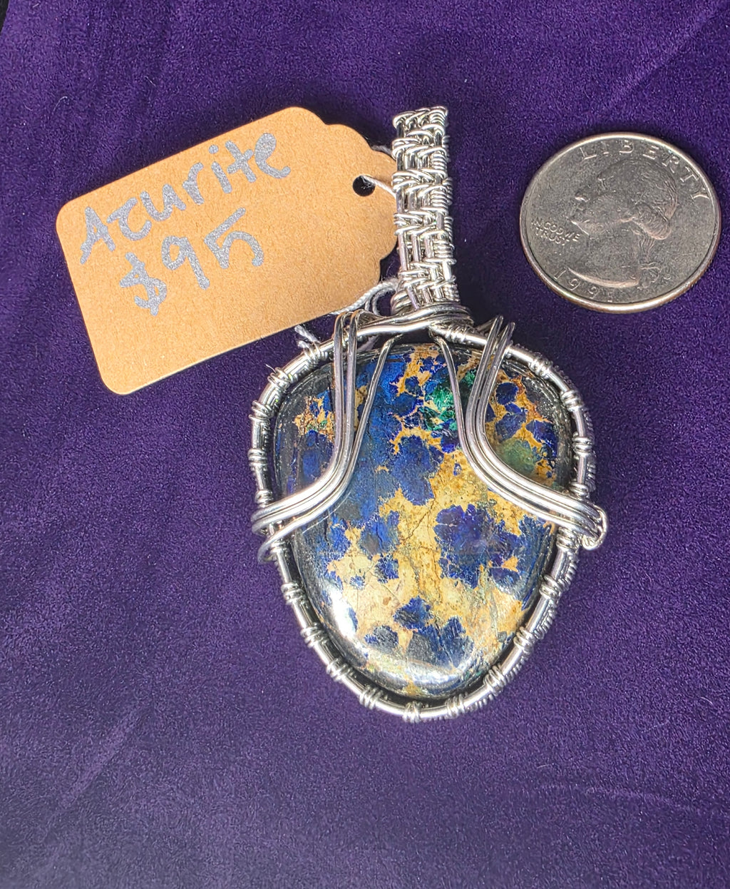 Azurite Rounded Triangle Pendant