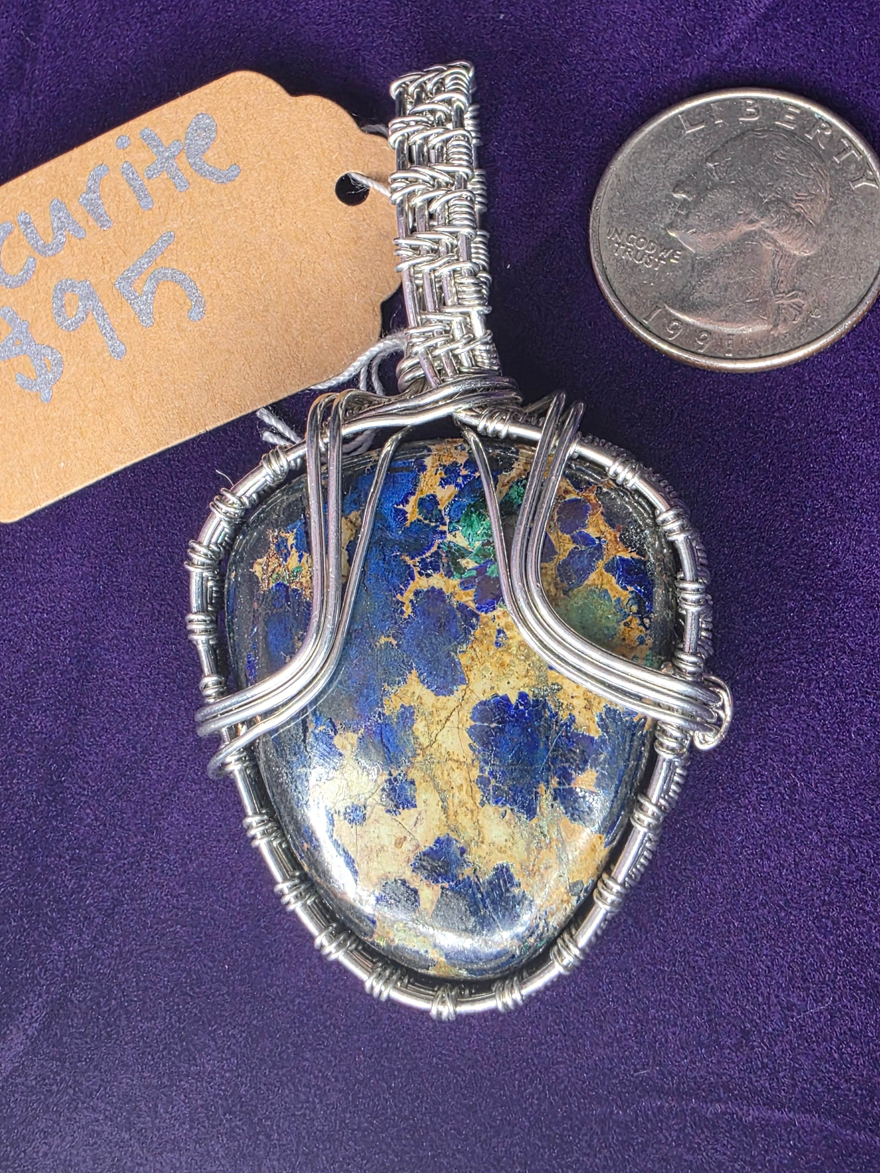 Azurite Rounded Triangle Pendant