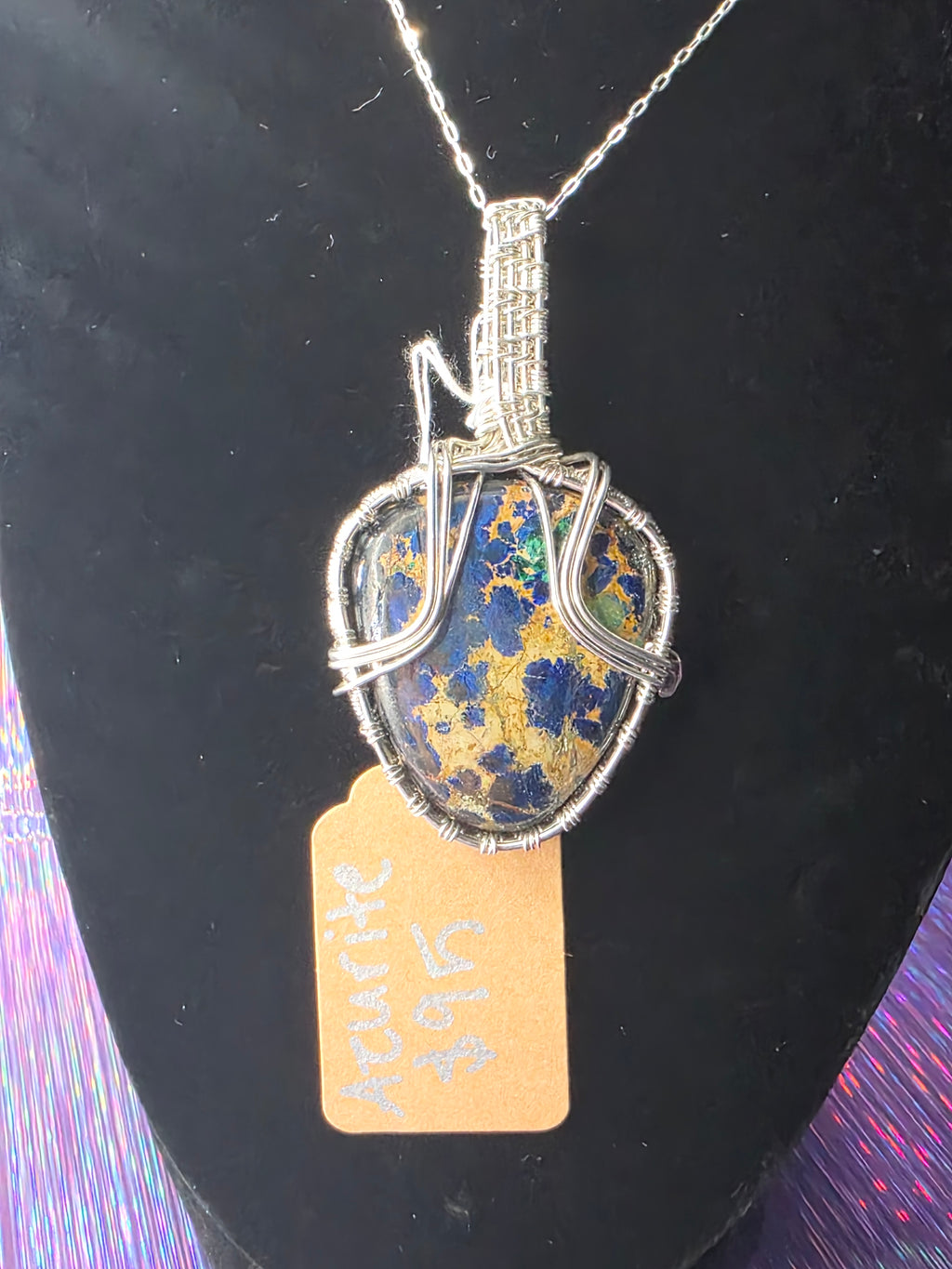 Azurite Rounded Triangle Pendant