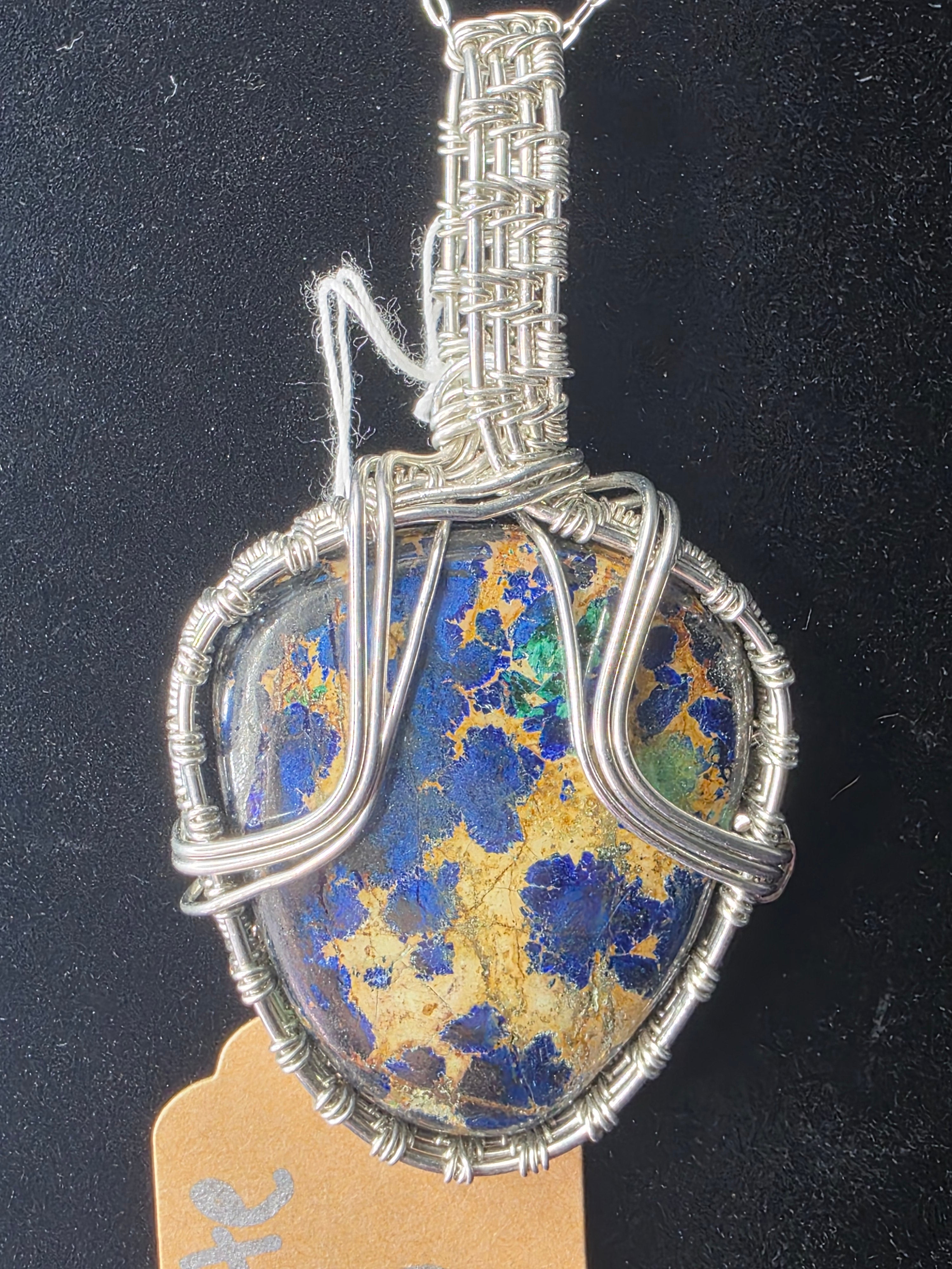 Azurite Rounded Triangle Pendant