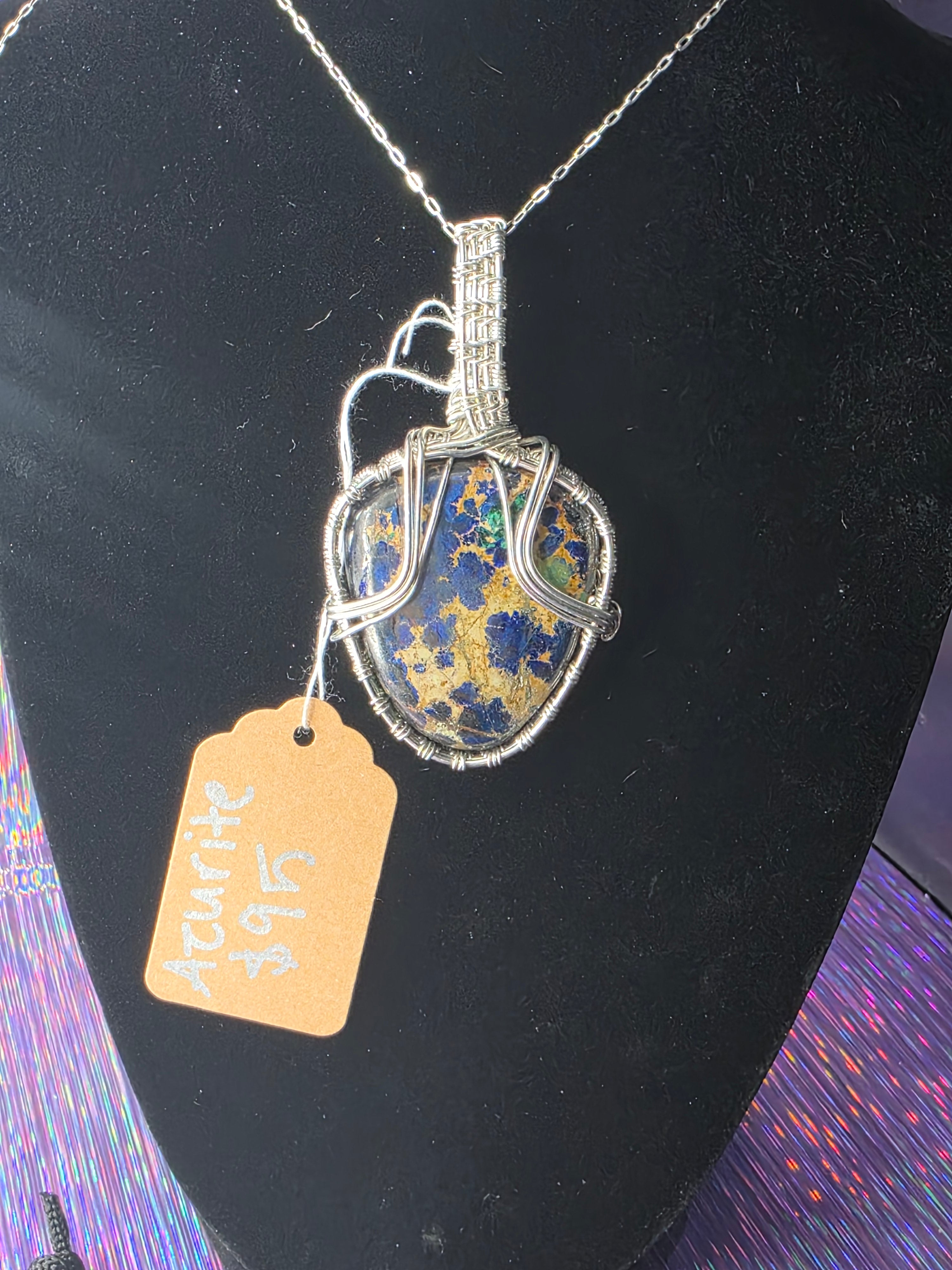 Azurite Rounded Triangle Pendant