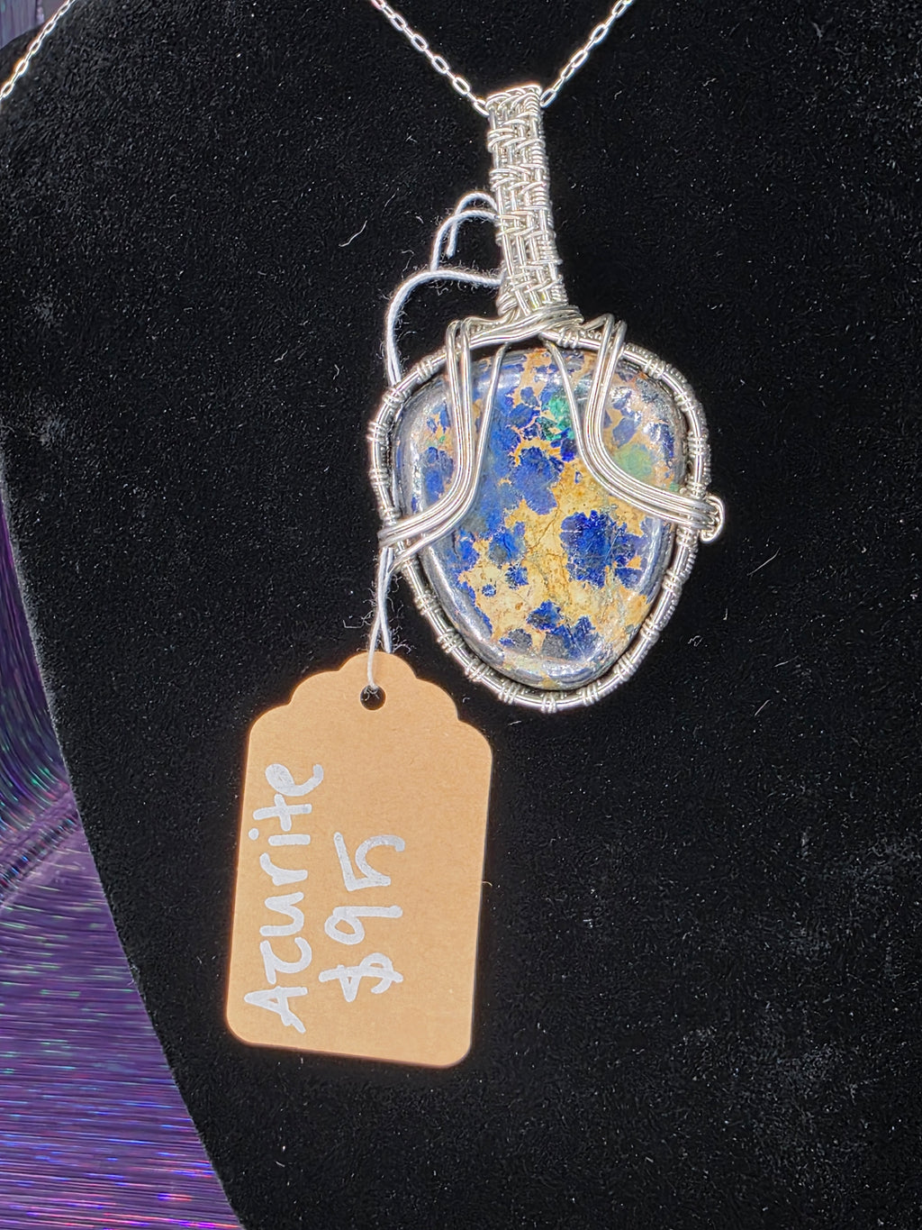 Azurite Rounded Triangle Pendant