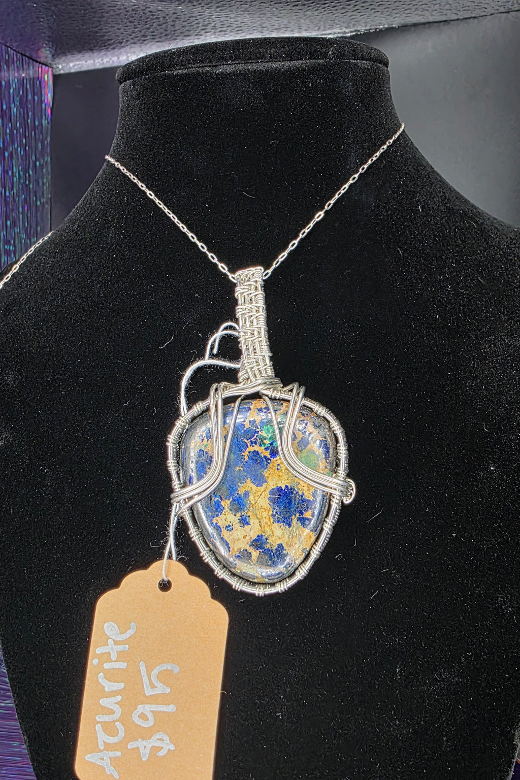 Azurite Rounded Triangle Pendant
