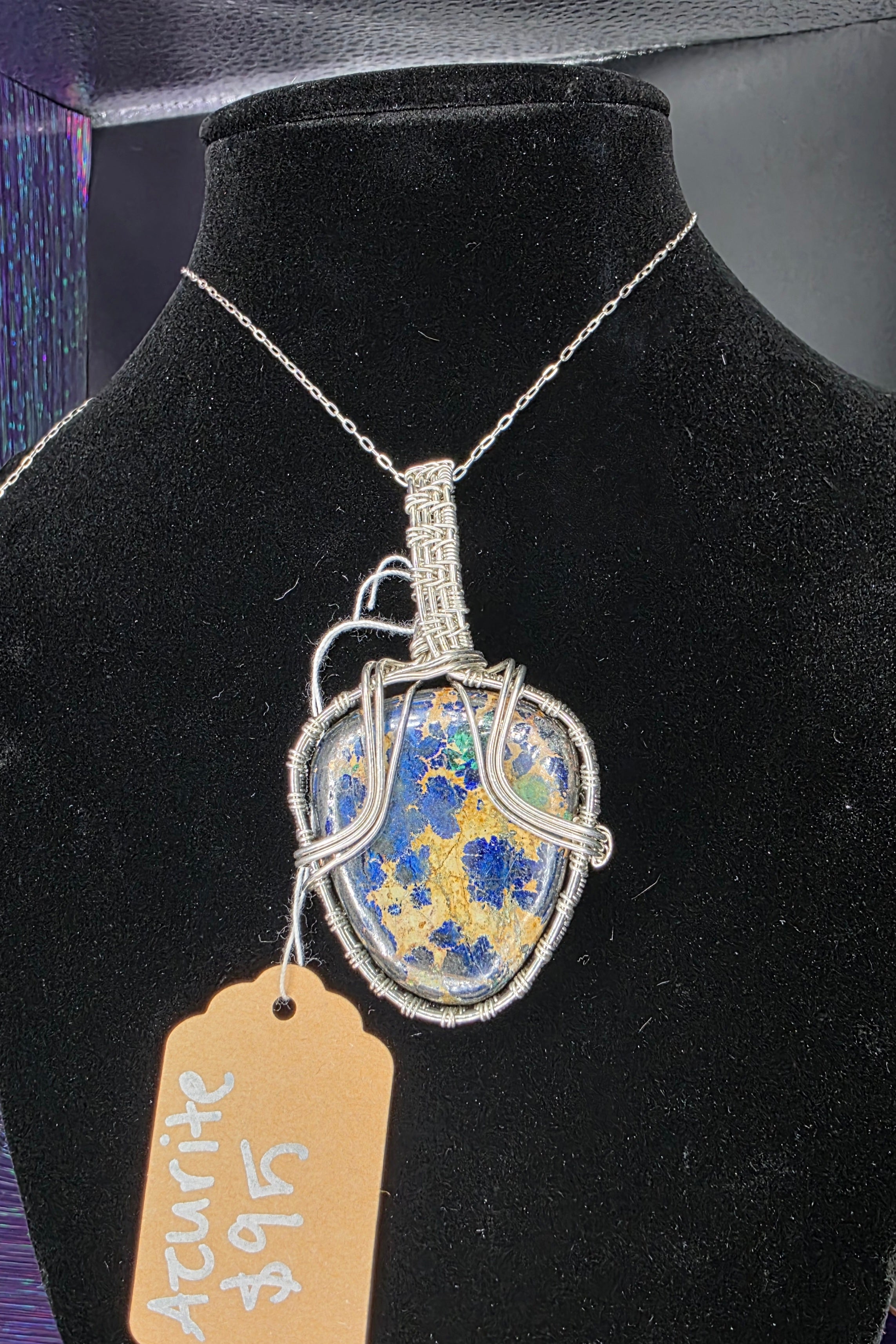 Azurite Rounded Triangle Pendant
