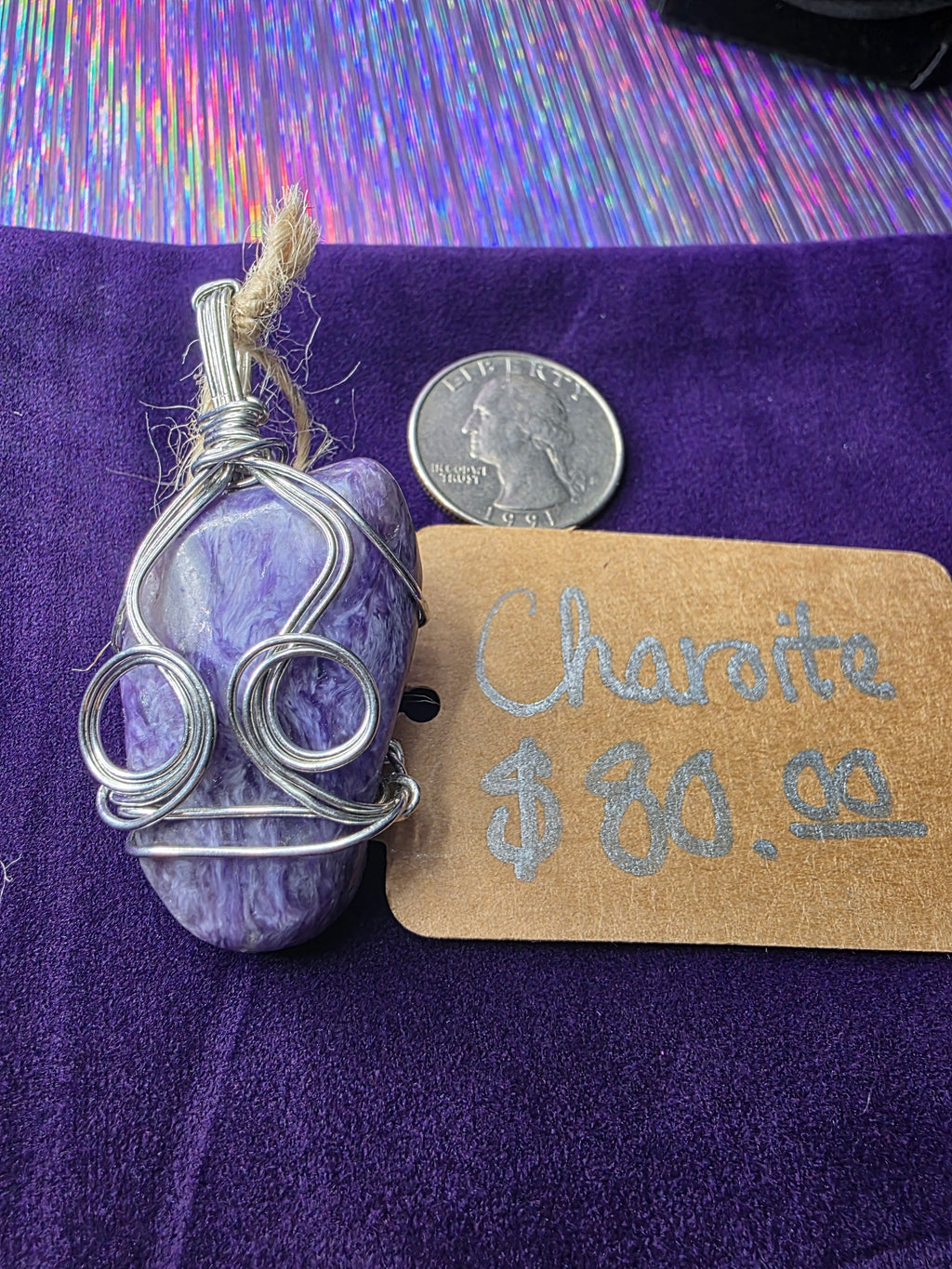 Large Charoite Freeform Pendant