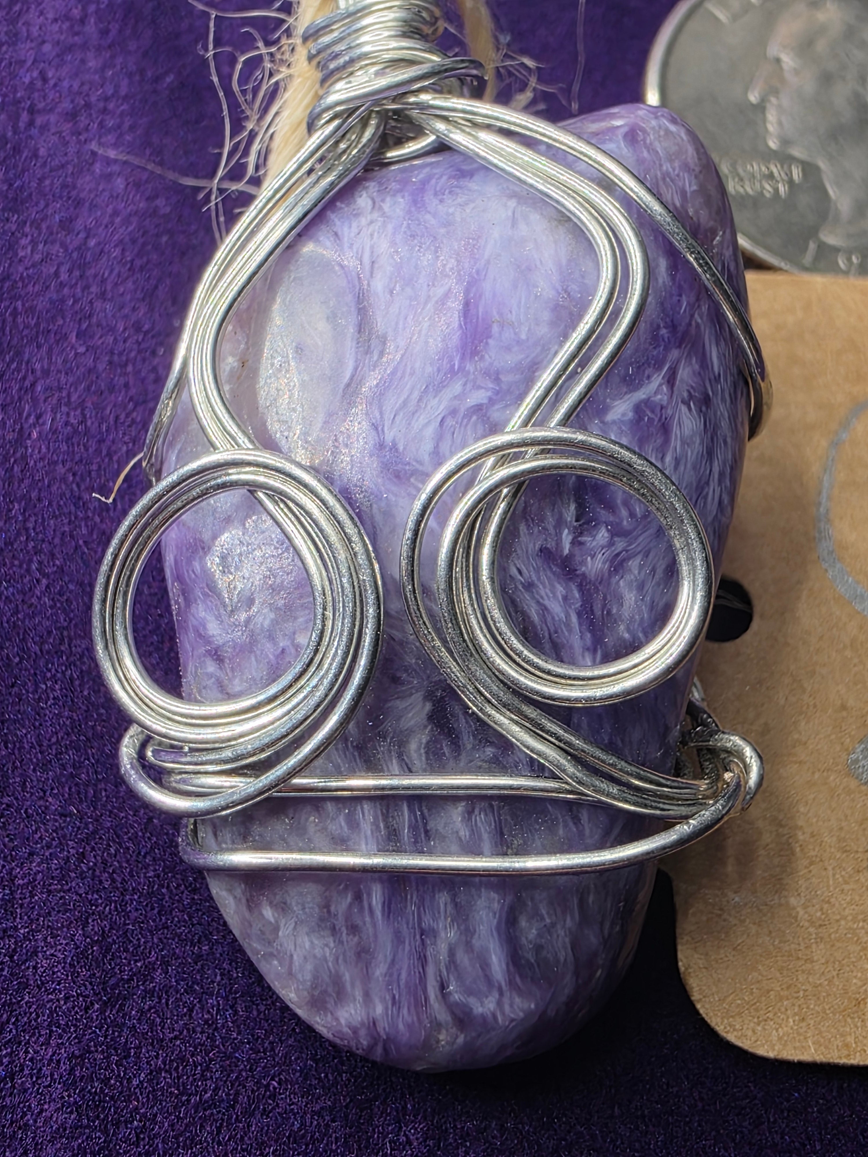 Large Charoite Freeform Pendant
