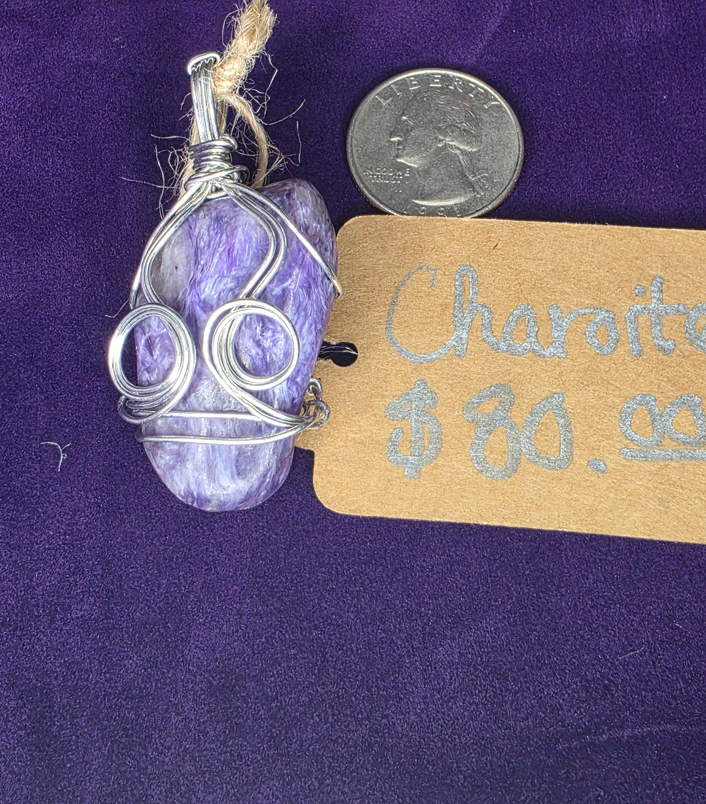 Large Charoite Freeform Pendant