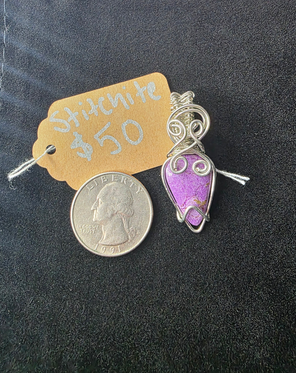 Stichtite Upside-Down Teardrop Pendant
