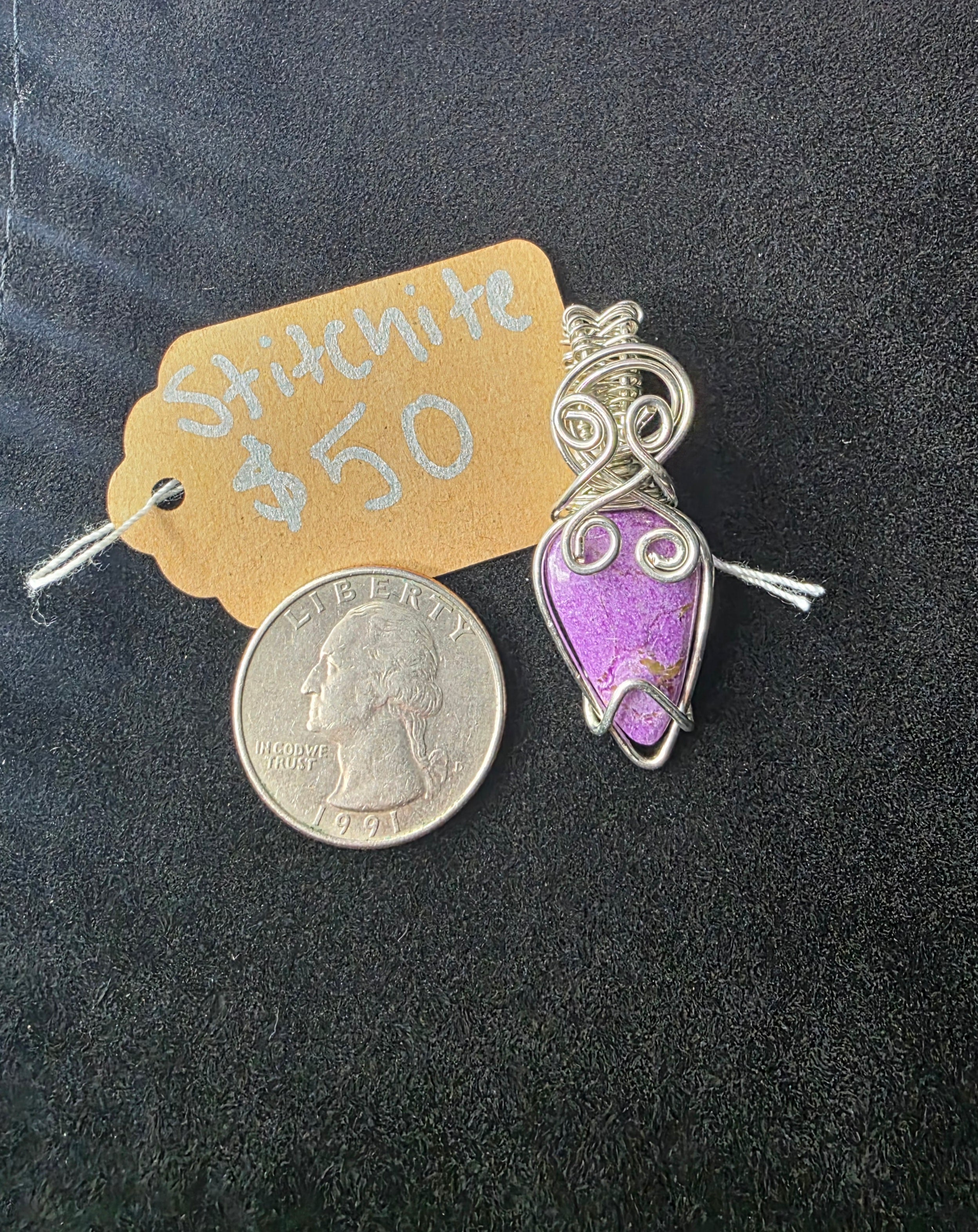 Stichtite Upside-Down Teardrop Pendant