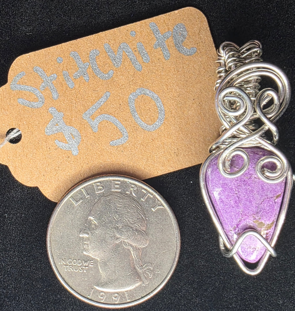 Stichtite Upside-Down Teardrop Pendant
