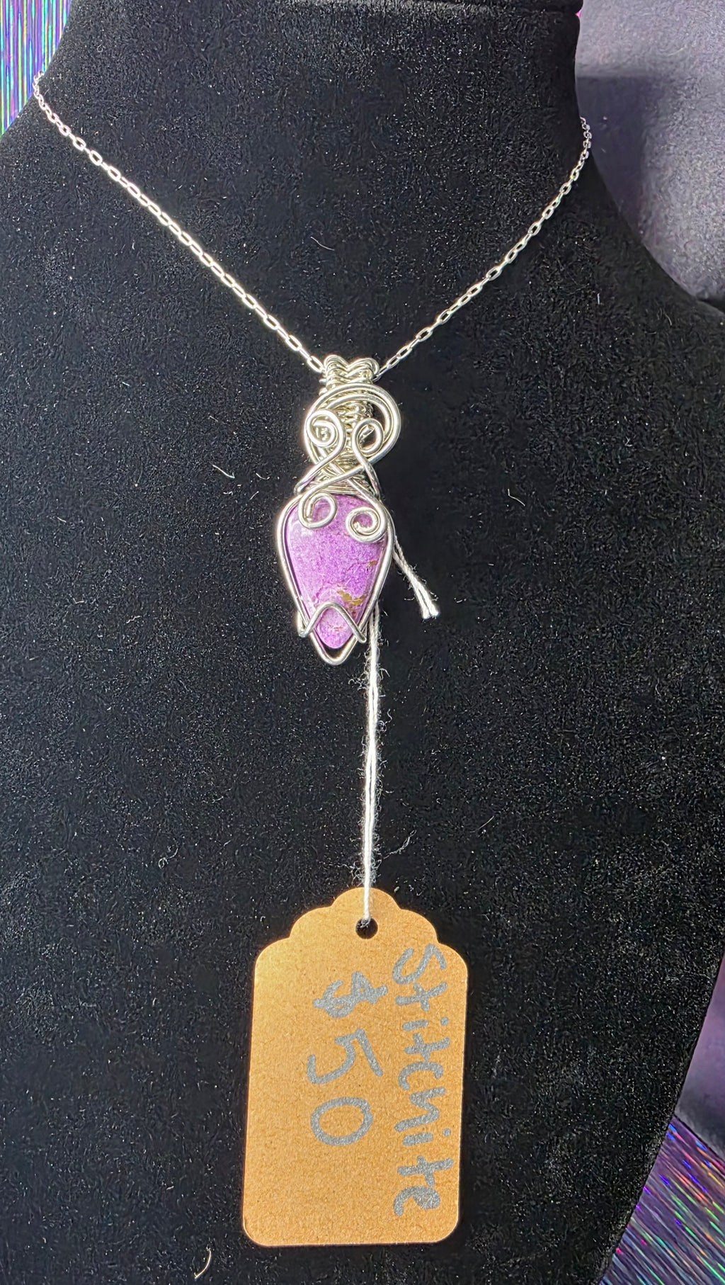 Stichtite Upside-Down Teardrop Pendant