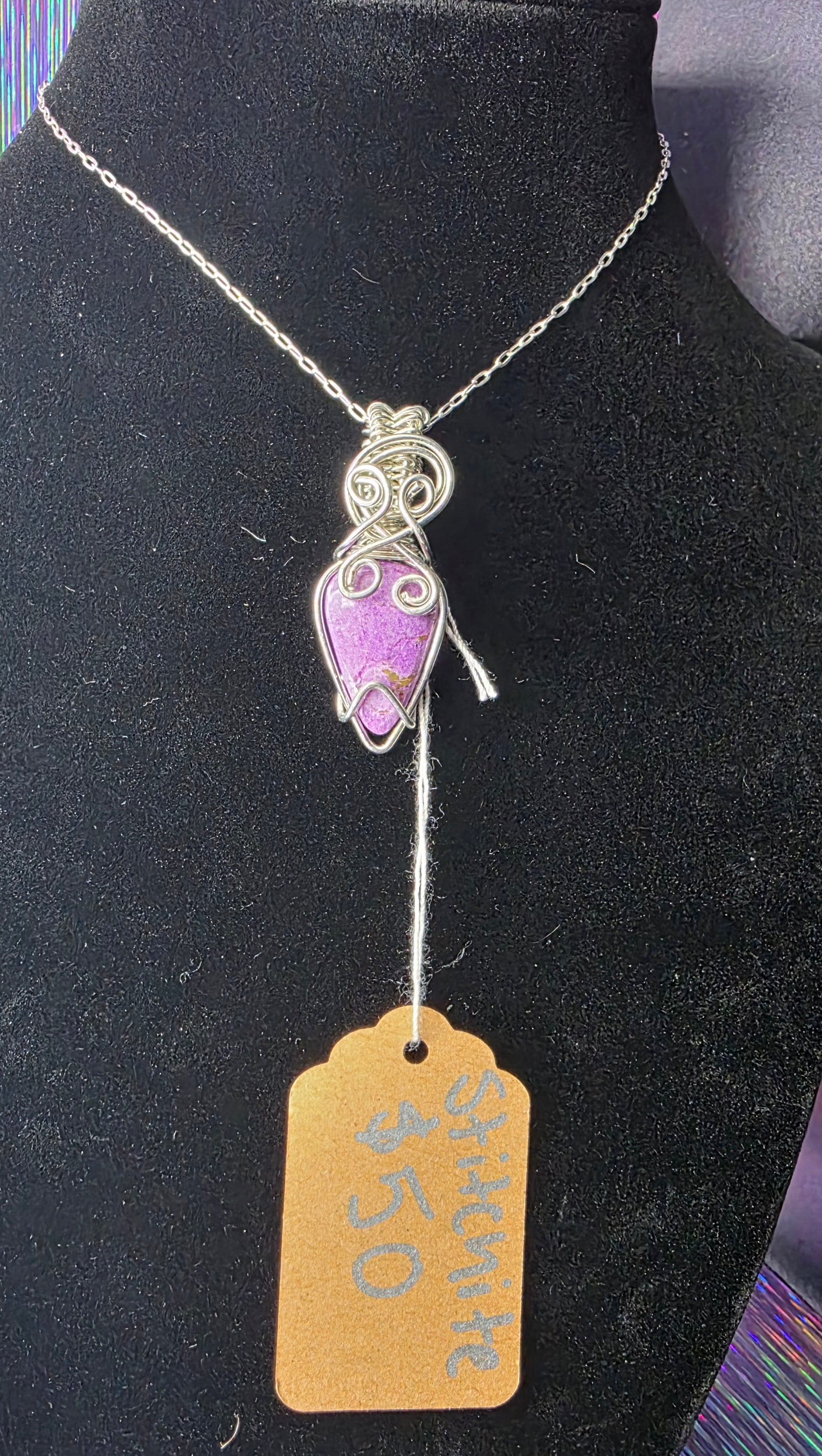 Stichtite Upside-Down Teardrop Pendant