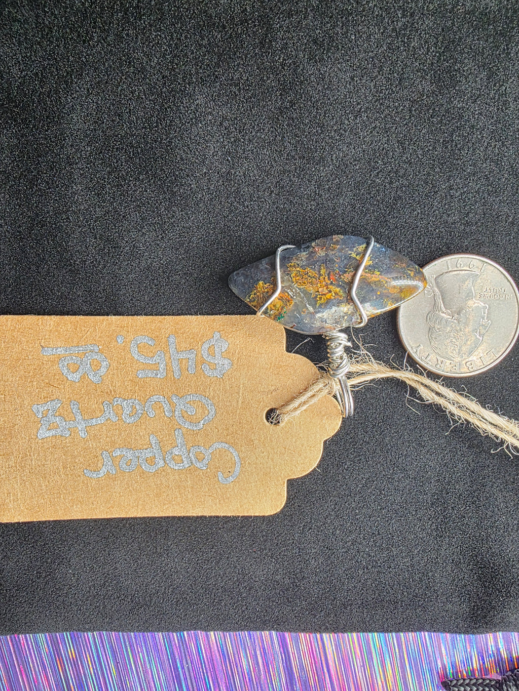 Copper Quartz Marquis Pendant
