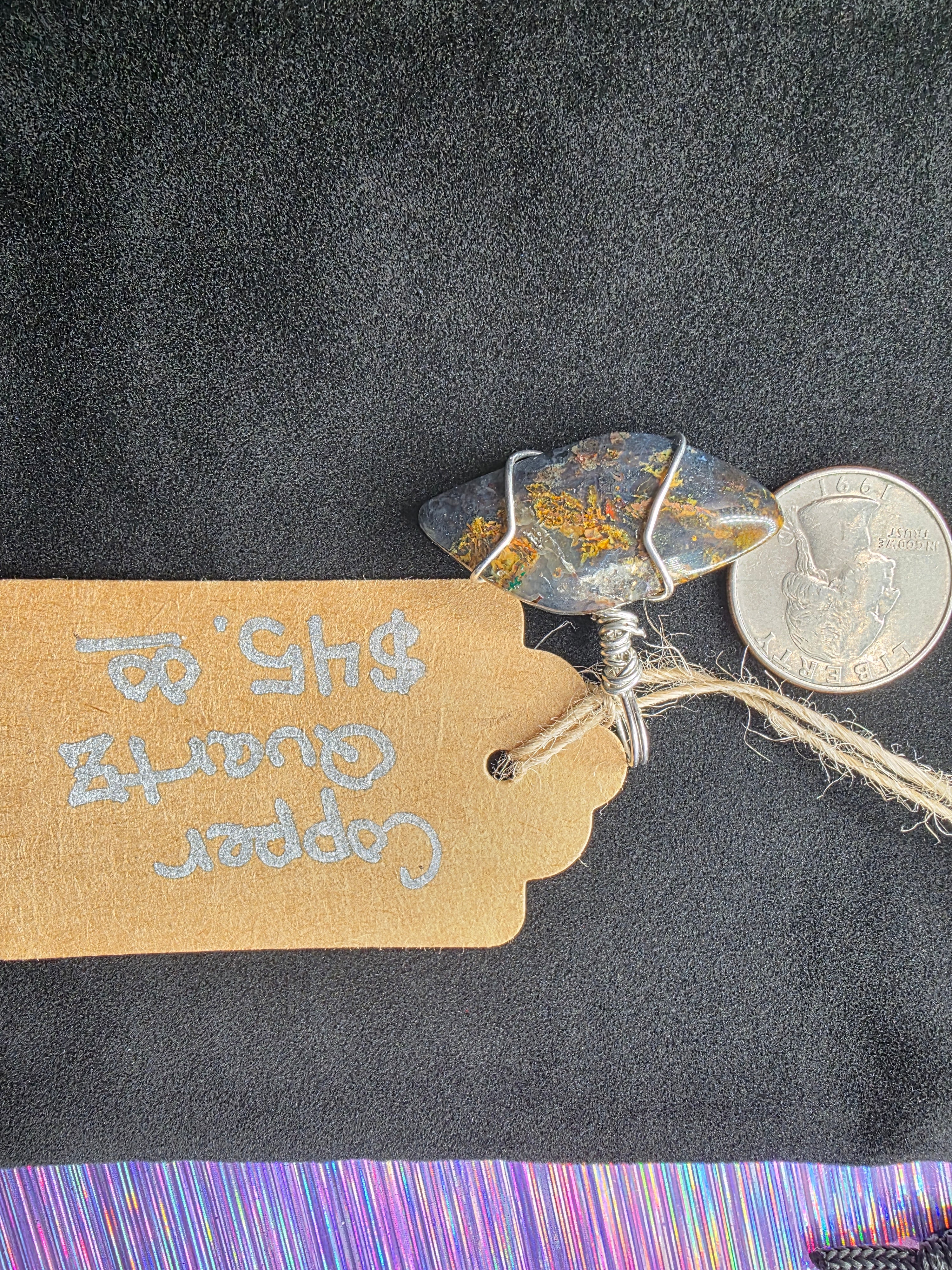 Copper Quartz Marquis Pendant