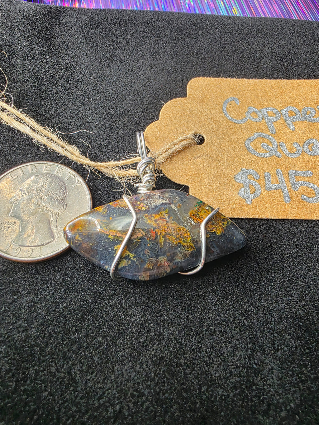 Copper Quartz Marquis Pendant