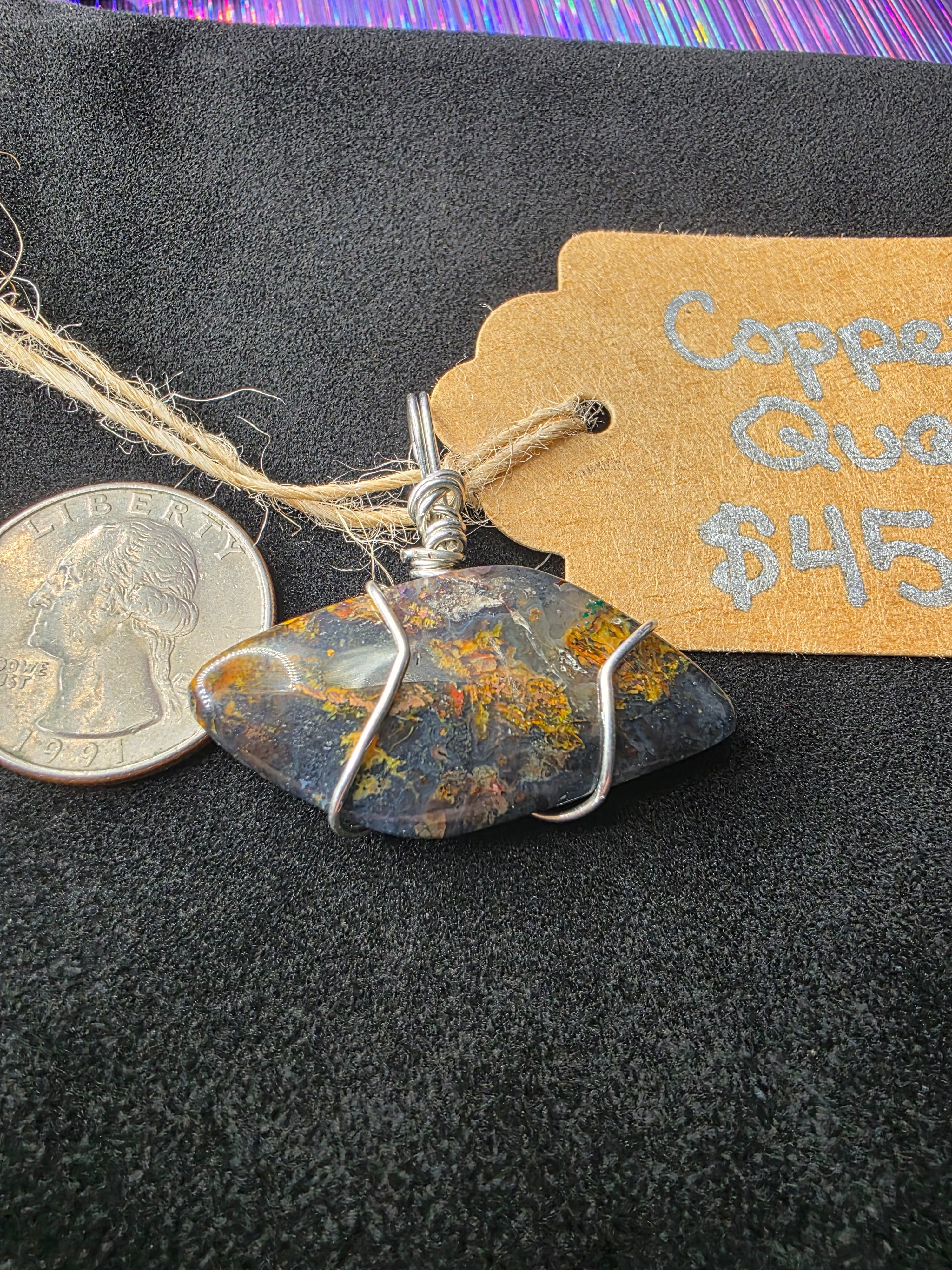 Copper Quartz Marquis Pendant