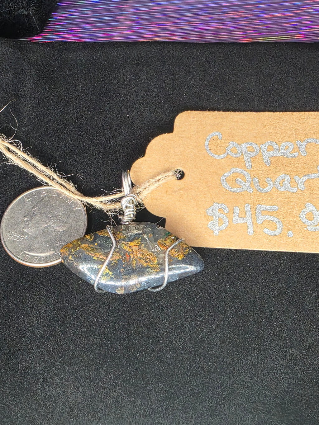 Copper Quartz Marquis Pendant