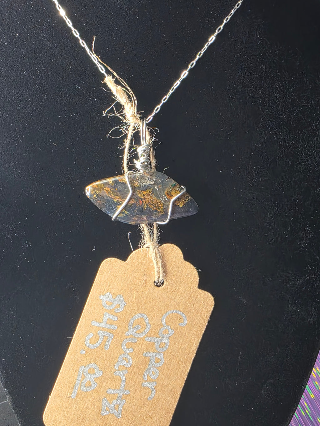 Copper Quartz Marquis Pendant