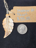 Peach Mother of Pearl Carved Leaf Pendant