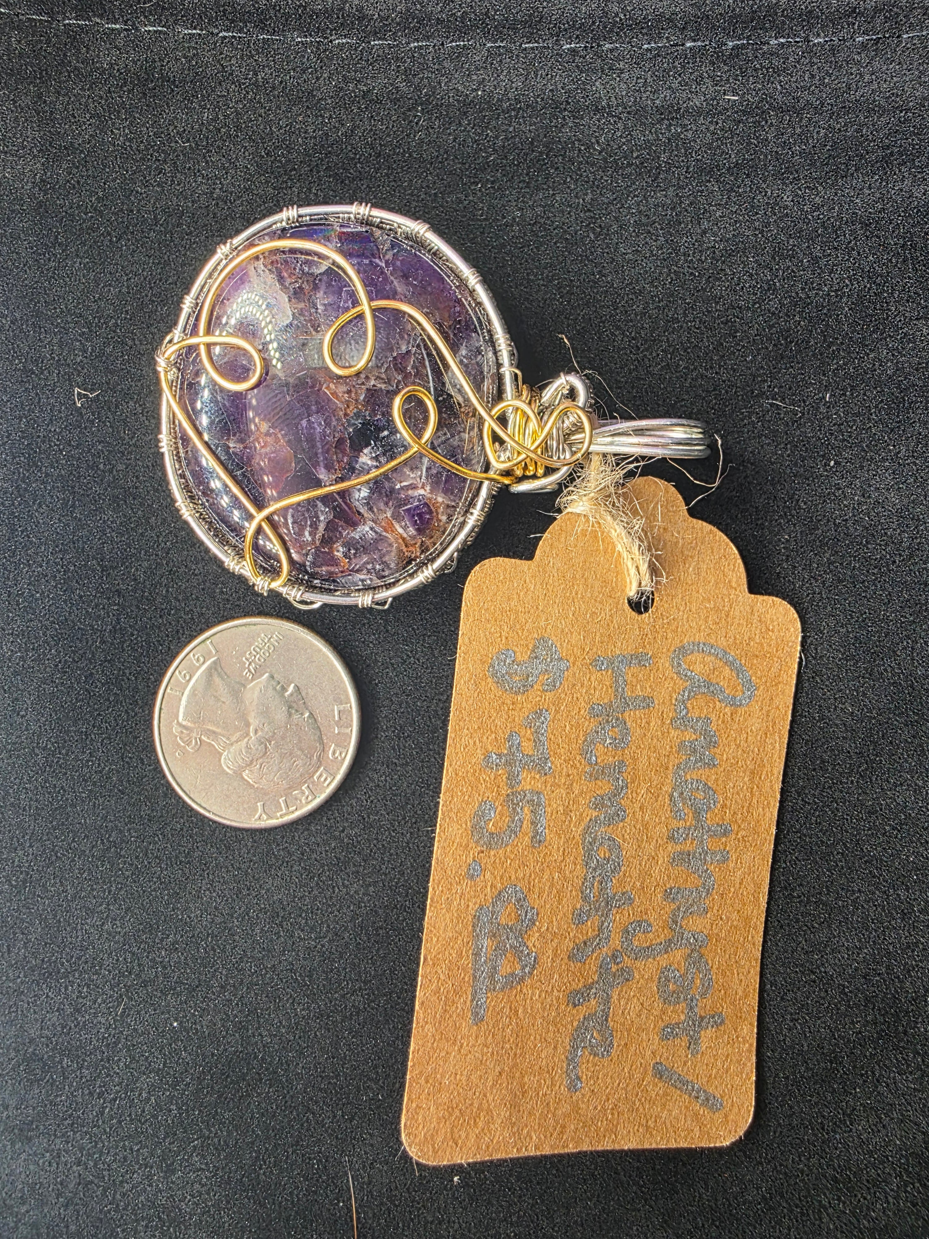 Amethyst with Hematite Round Pendant