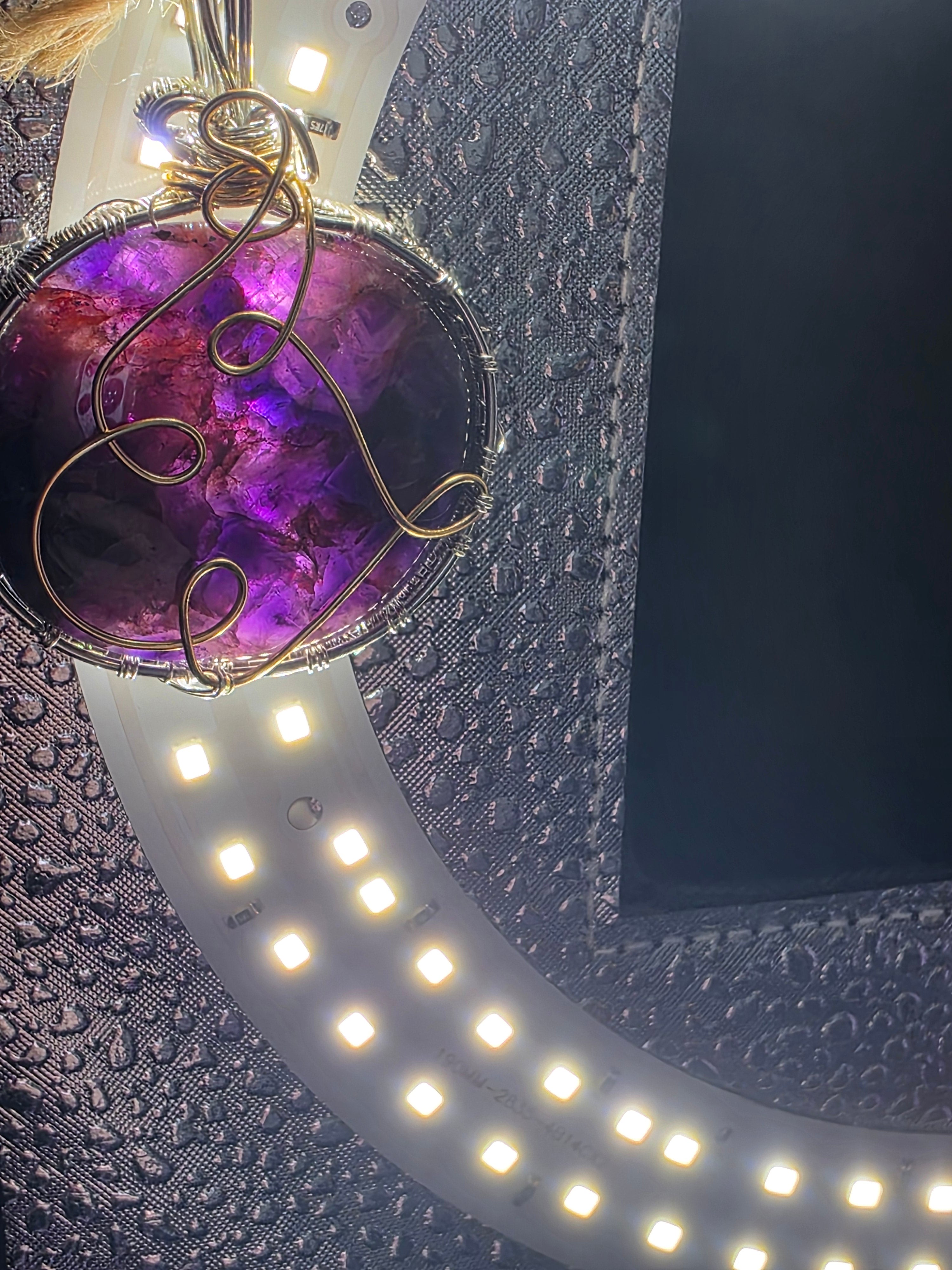 Amethyst with Hematite Round Pendant