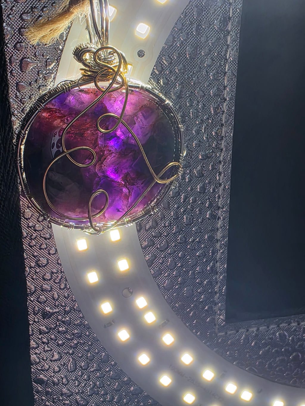 Amethyst with Hematite Round Pendant