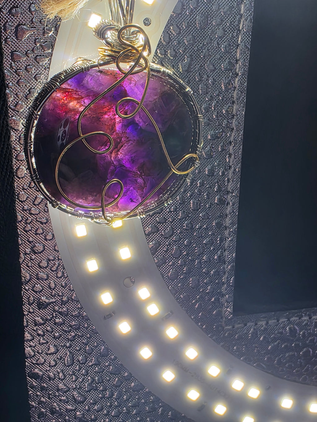Amethyst with Hematite Round Pendant