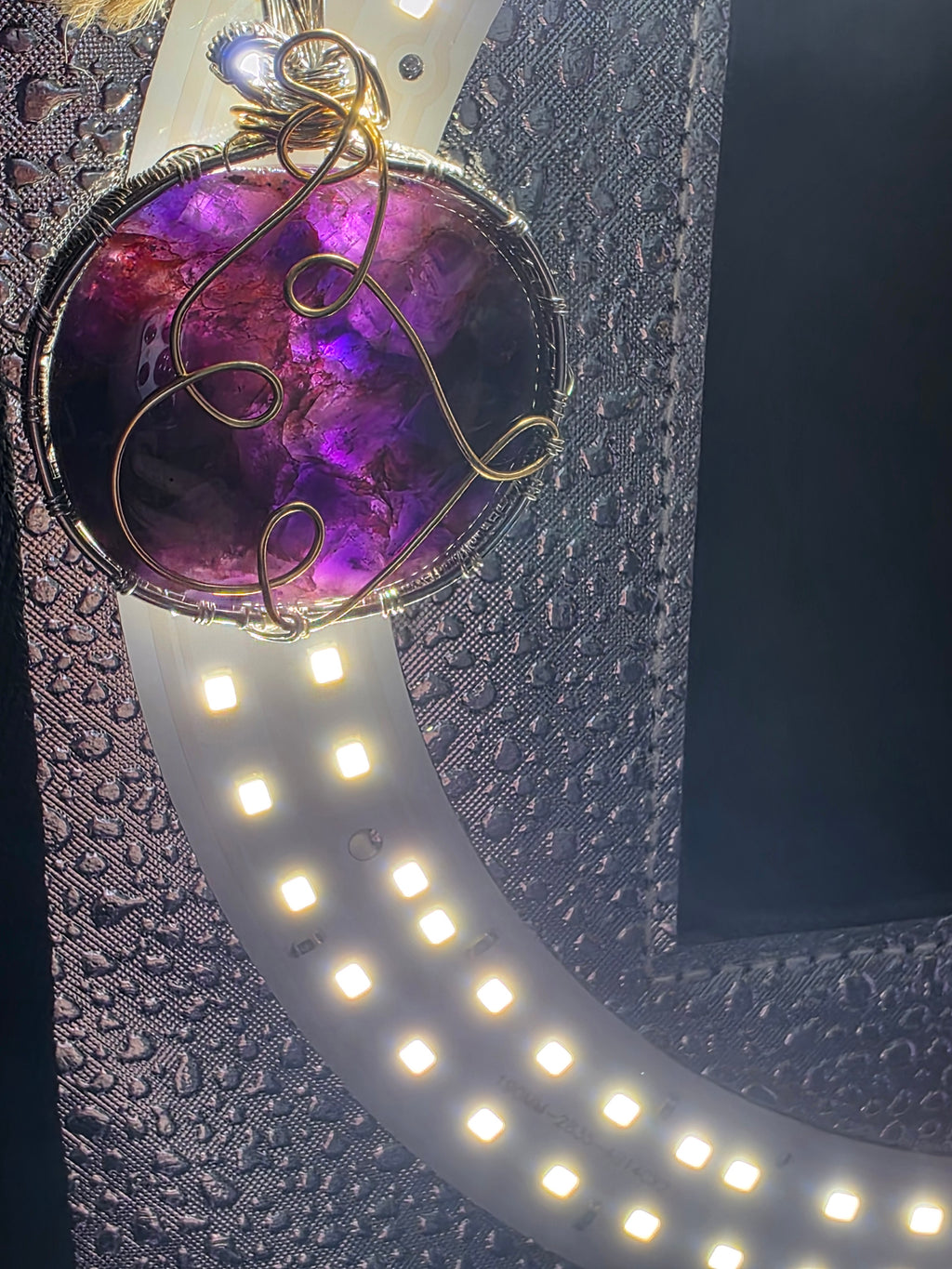 Amethyst with Hematite Round Pendant