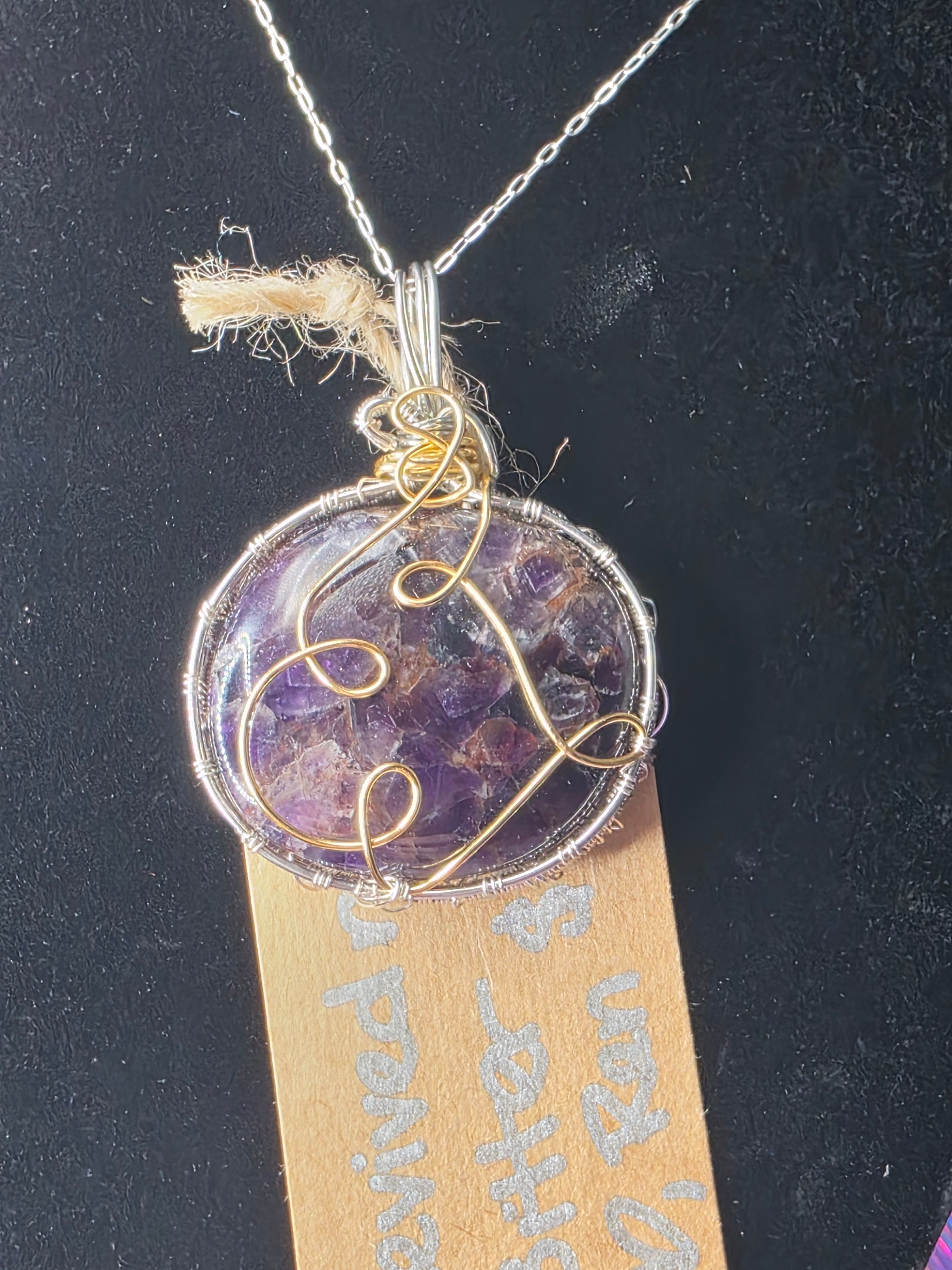 Amethyst with Hematite Round Pendant
