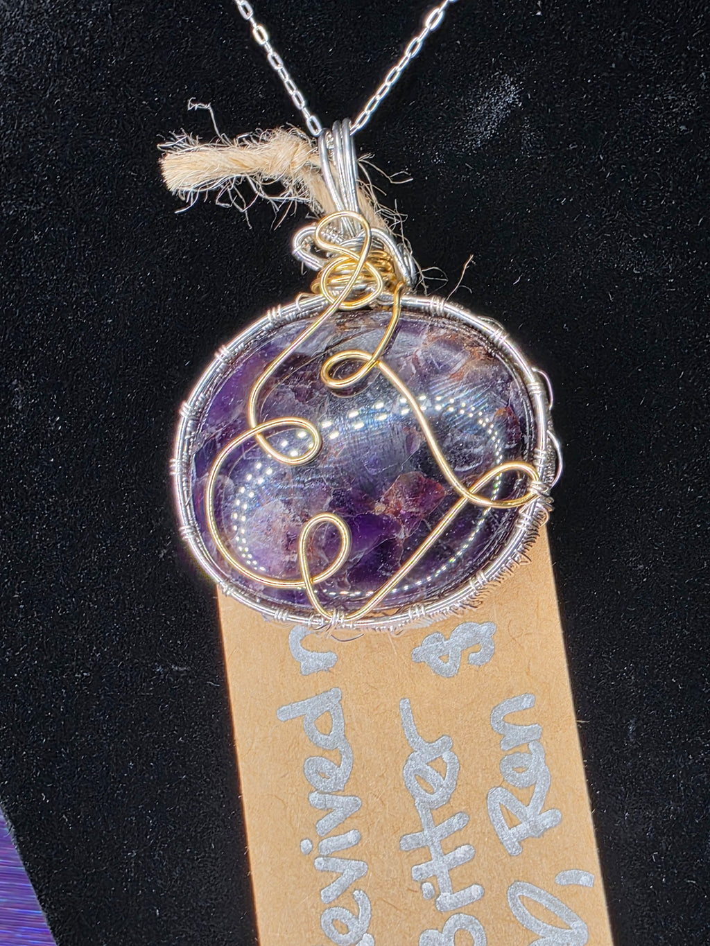Amethyst with Hematite Round Pendant