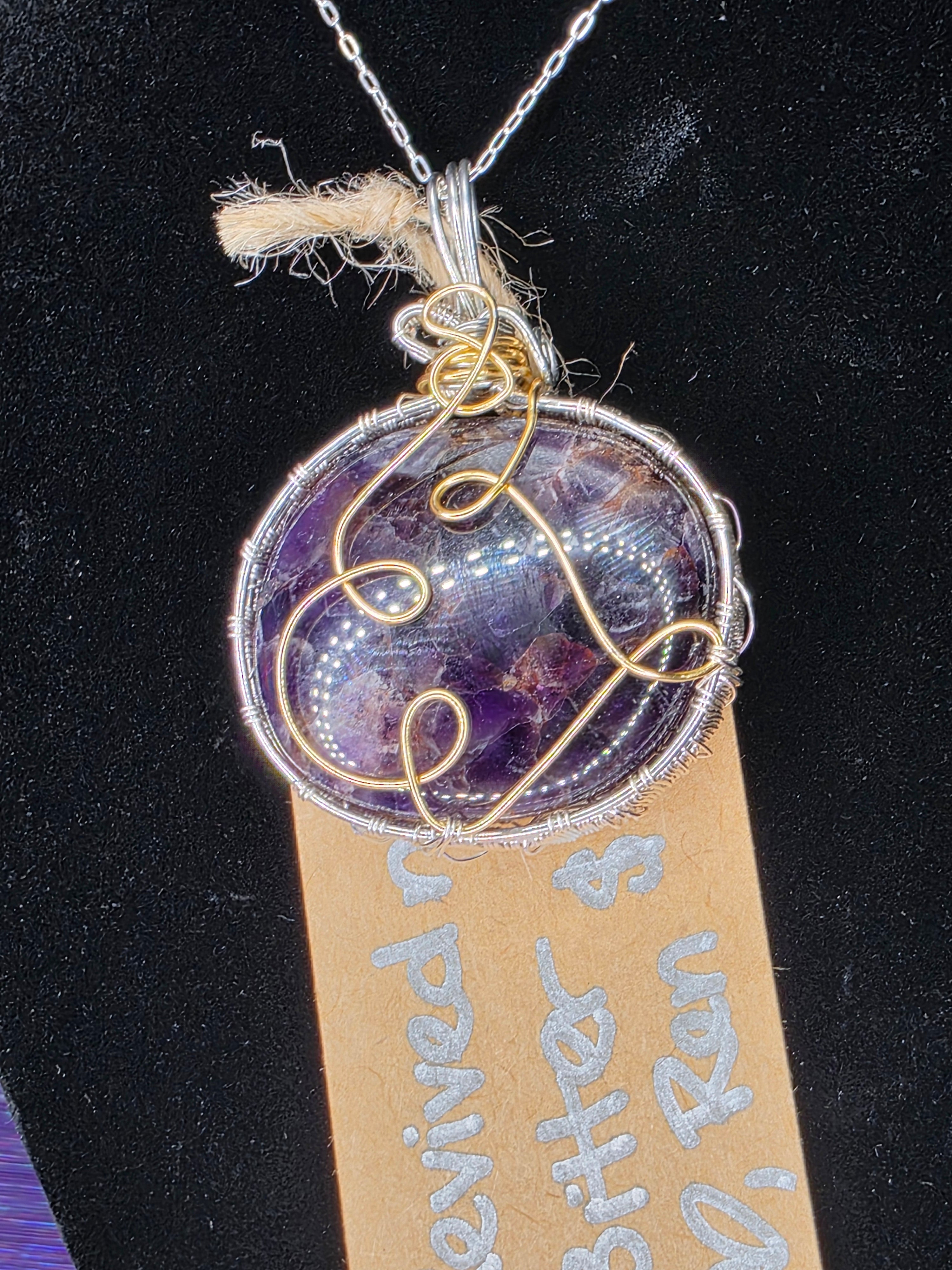 Amethyst with Hematite Round Pendant