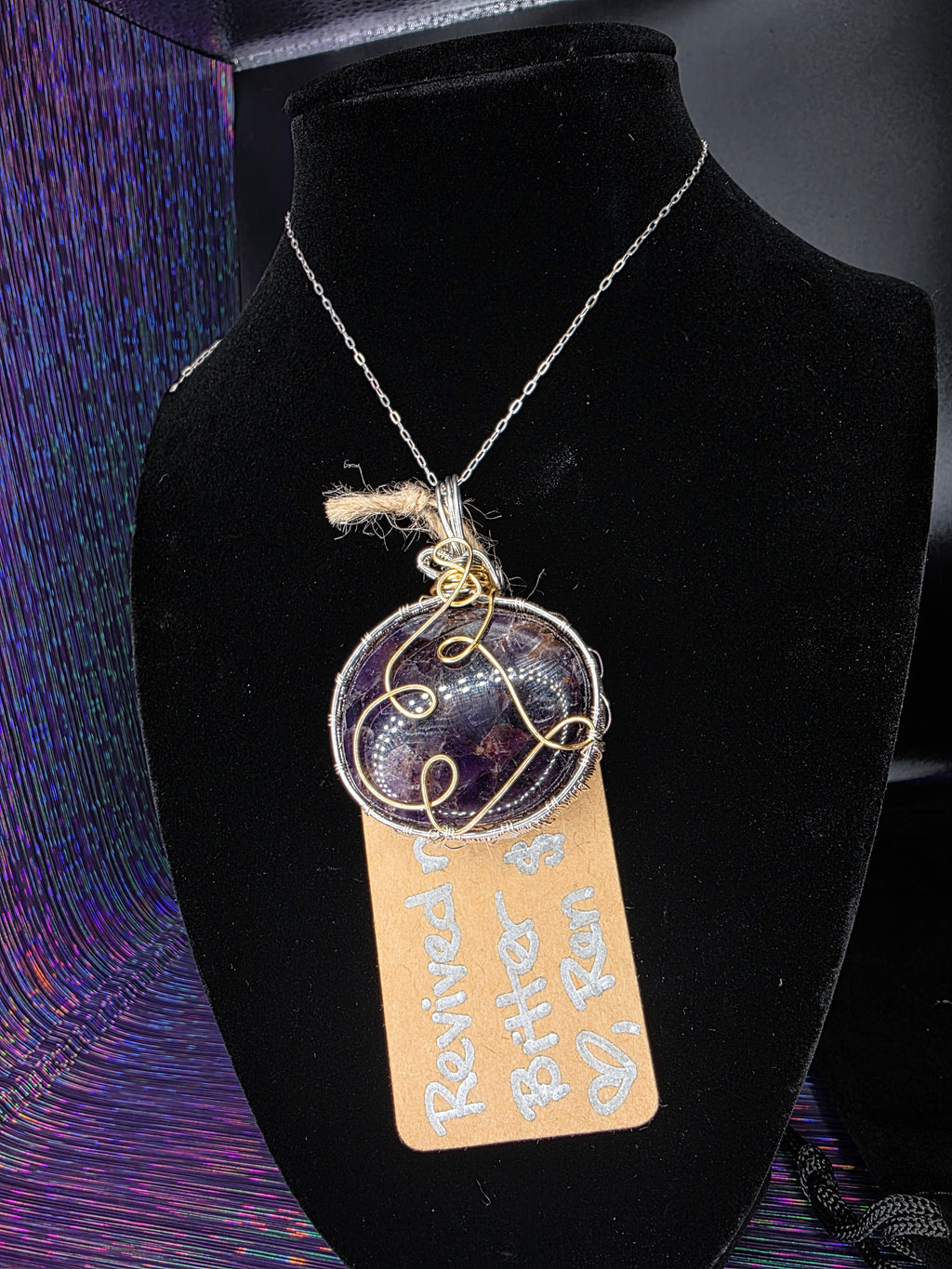 Amethyst with Hematite Round Pendant