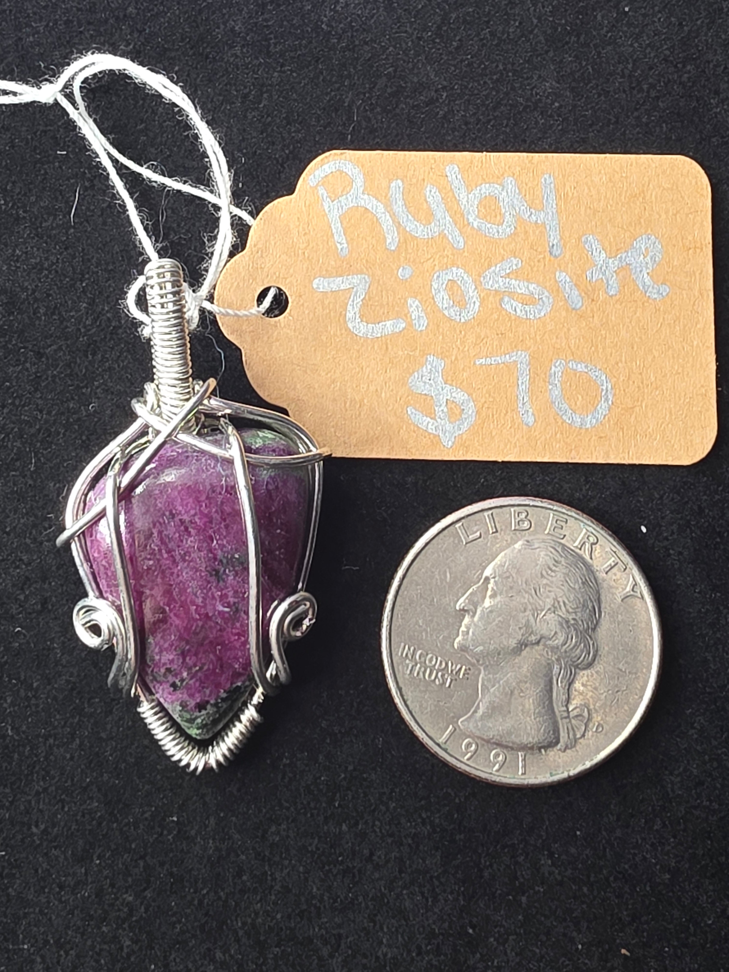 Ruby in Zoisite Teardrop Pendant