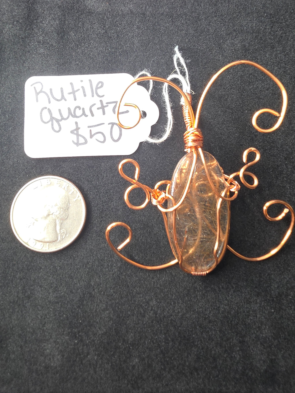 Rutilated Quartz Butterfly Pendant