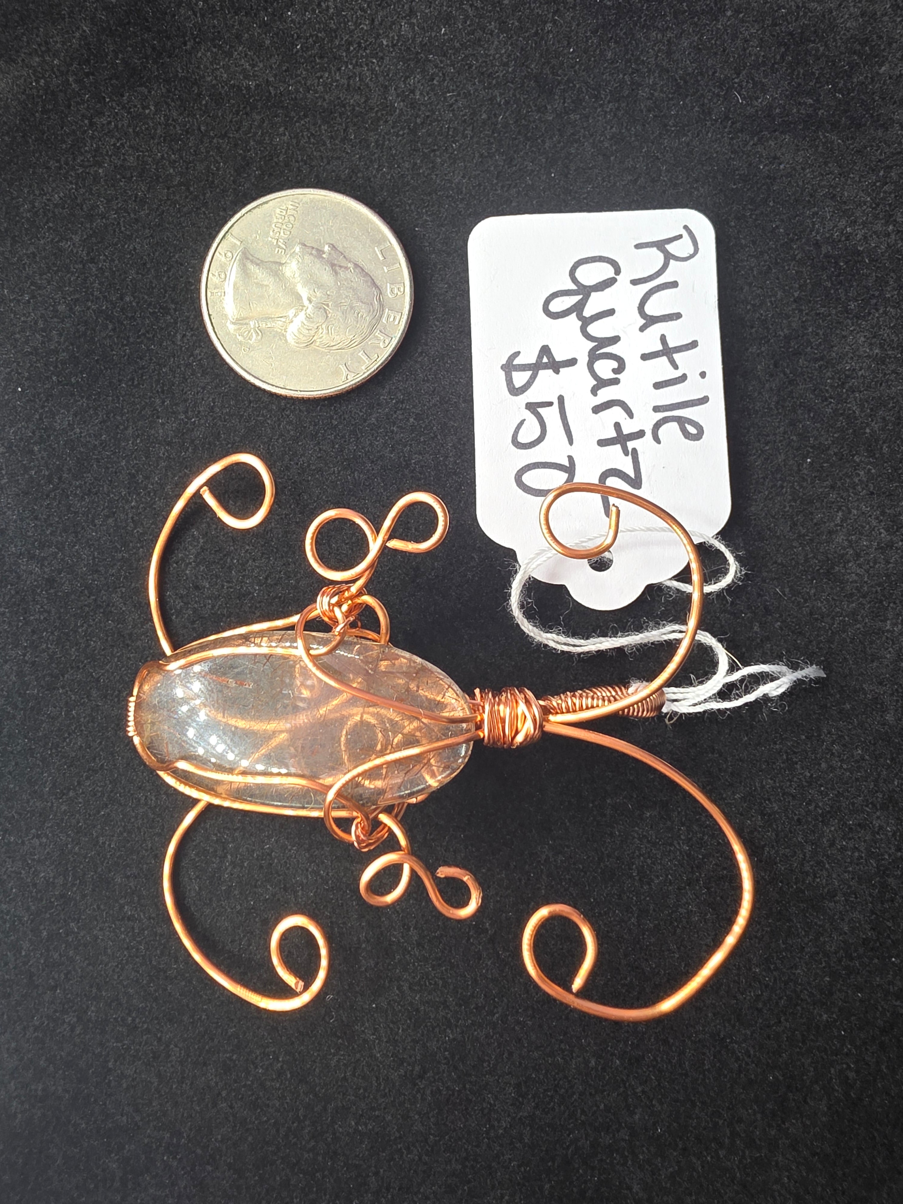 Rutilated Quartz Butterfly Pendant