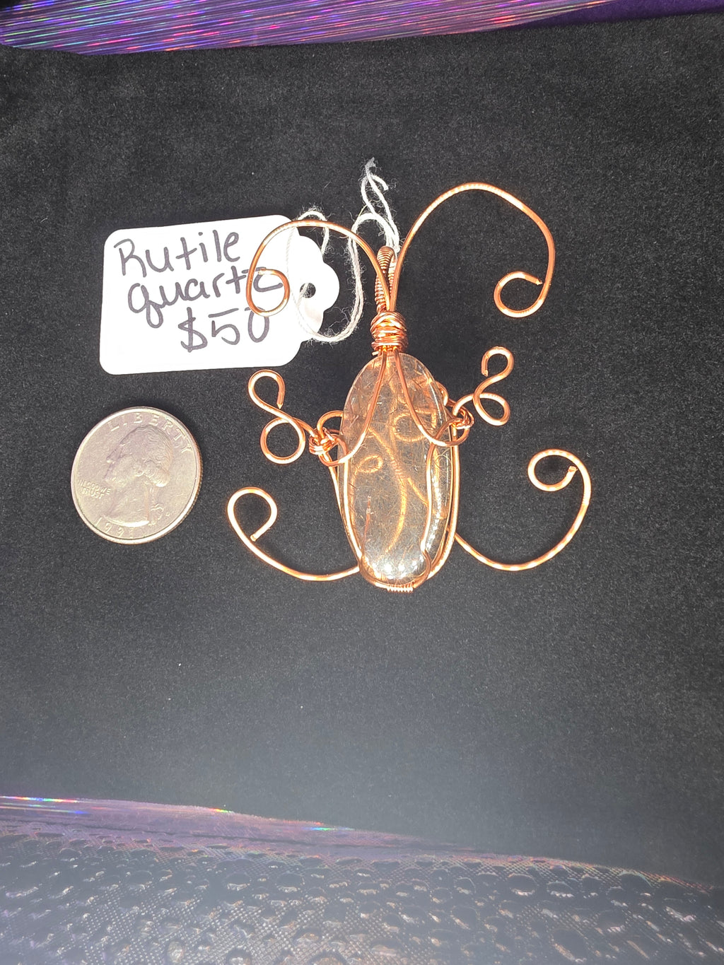Rutilated Quartz Butterfly Pendant