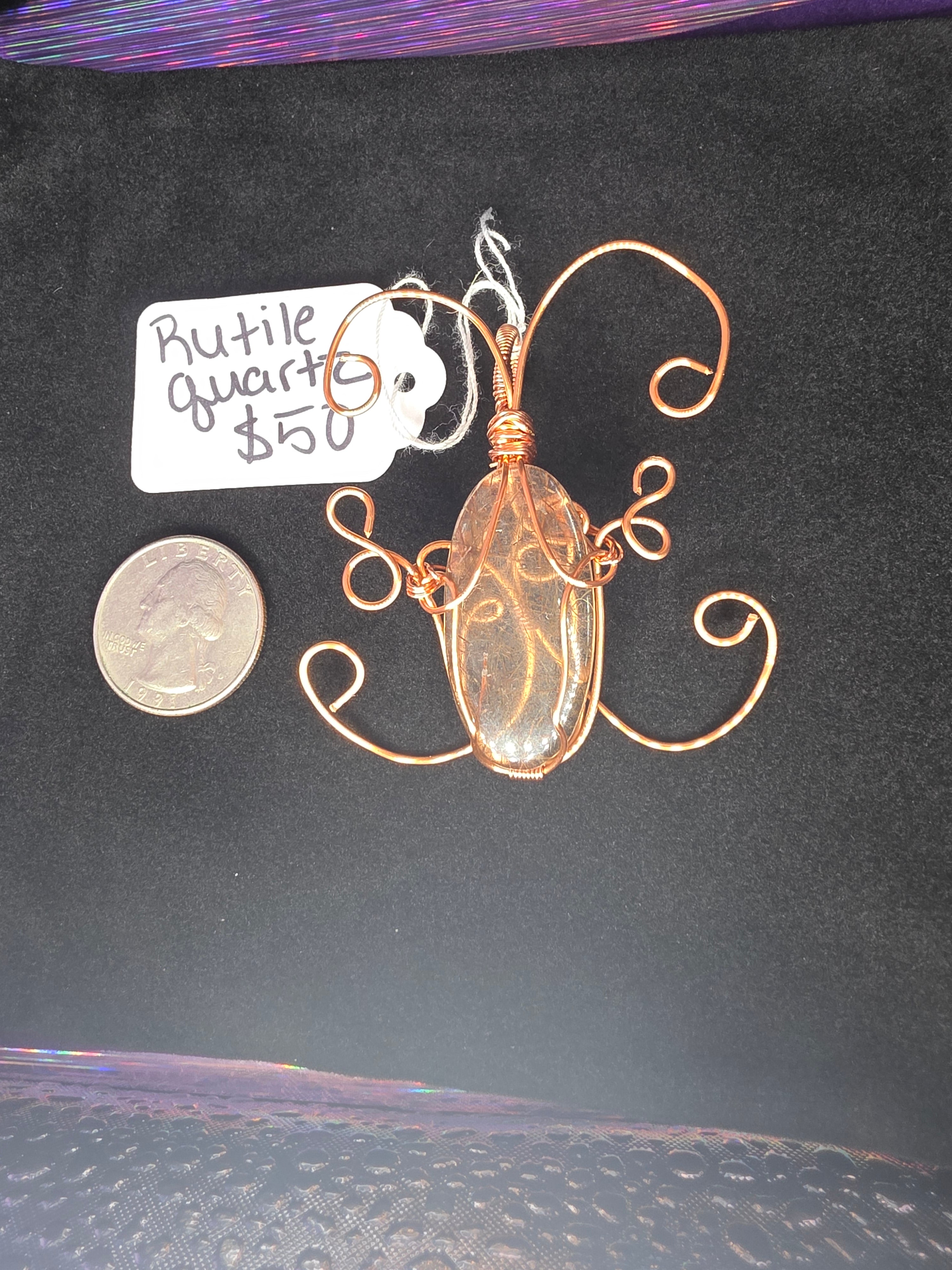 Rutilated Quartz Butterfly Pendant