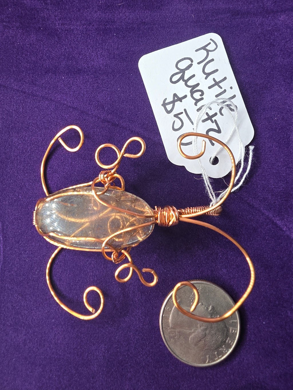 Rutilated Quartz Butterfly Pendant